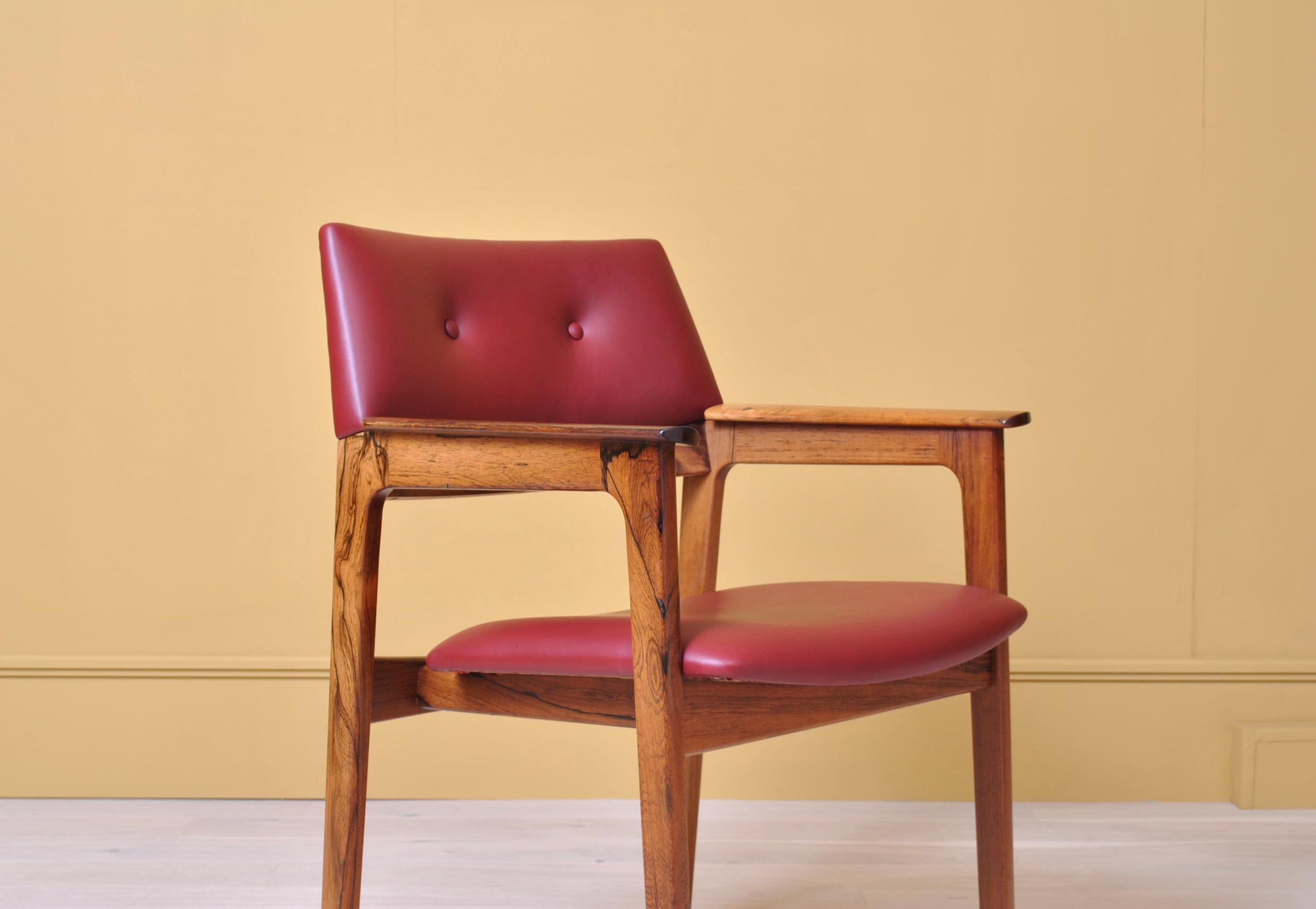 Danish Midcentury Leather Chair, Fully Reupholstered 5