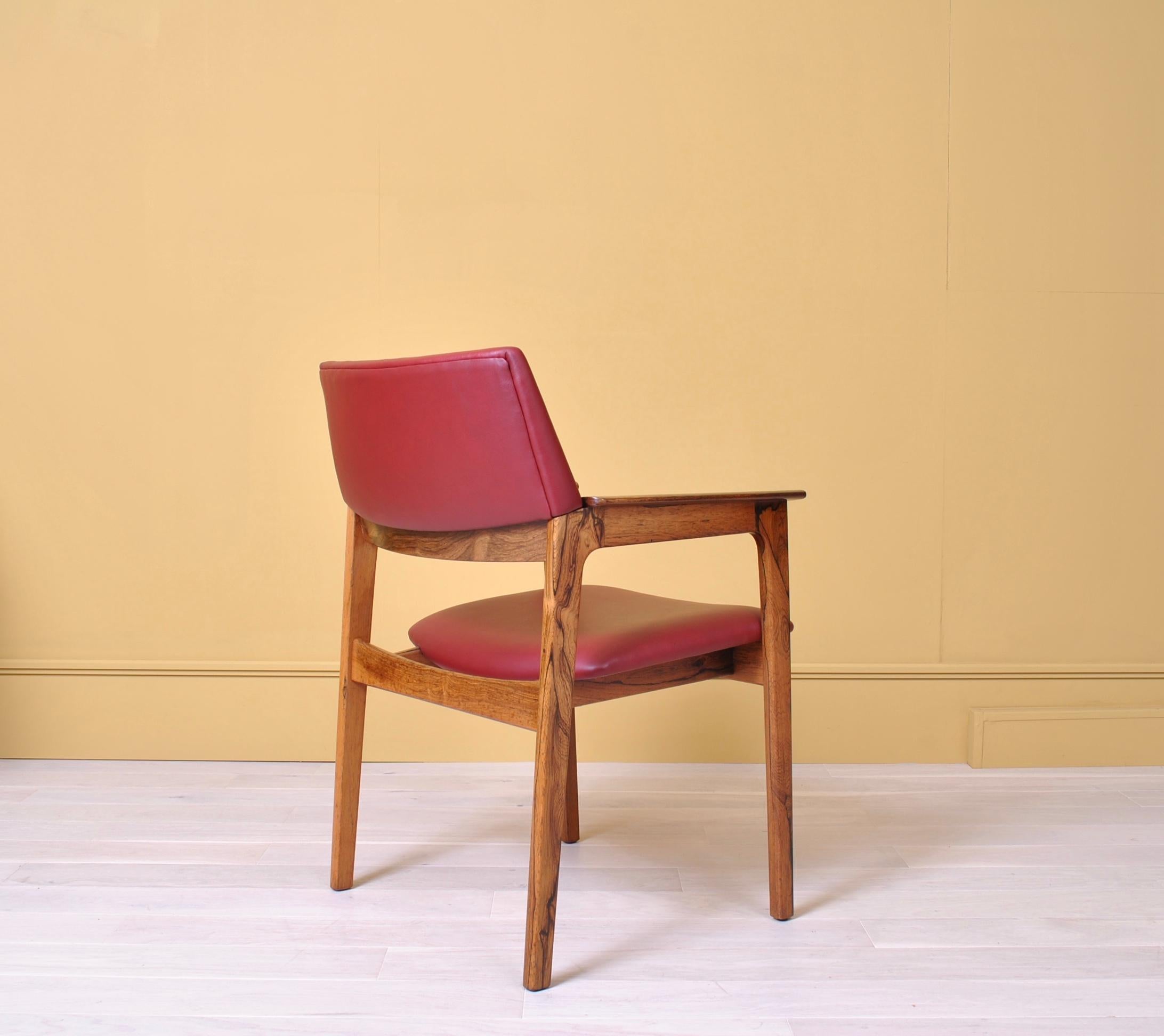 20th Century Danish Midcentury Leather Chair, Fully Reupholstered