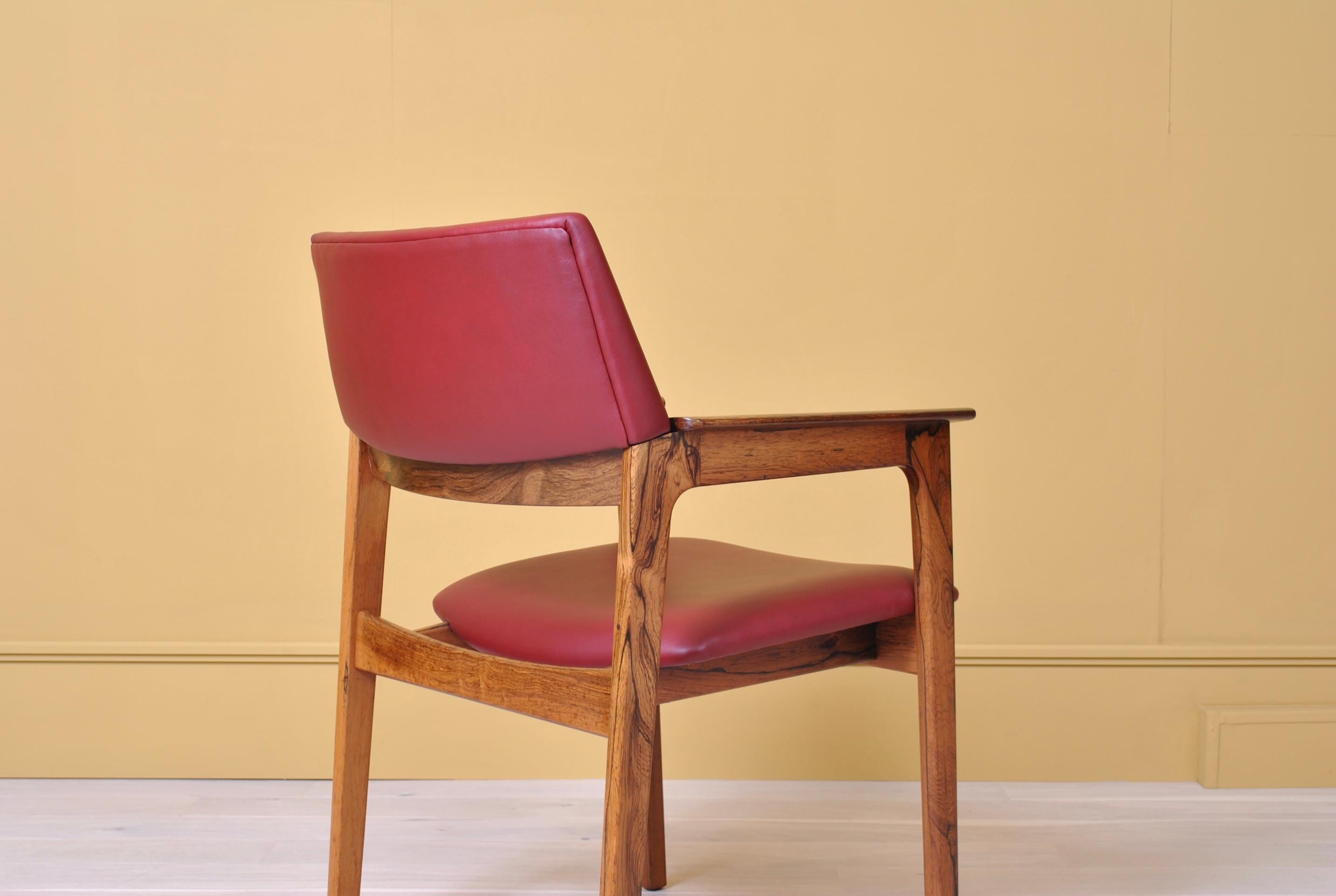Danish Midcentury Leather Chair, Fully Reupholstered 1