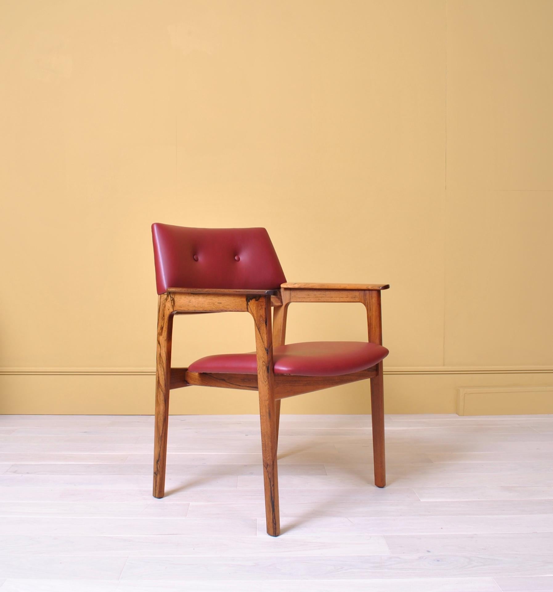 Danish Midcentury Leather Chair, Fully Reupholstered 4