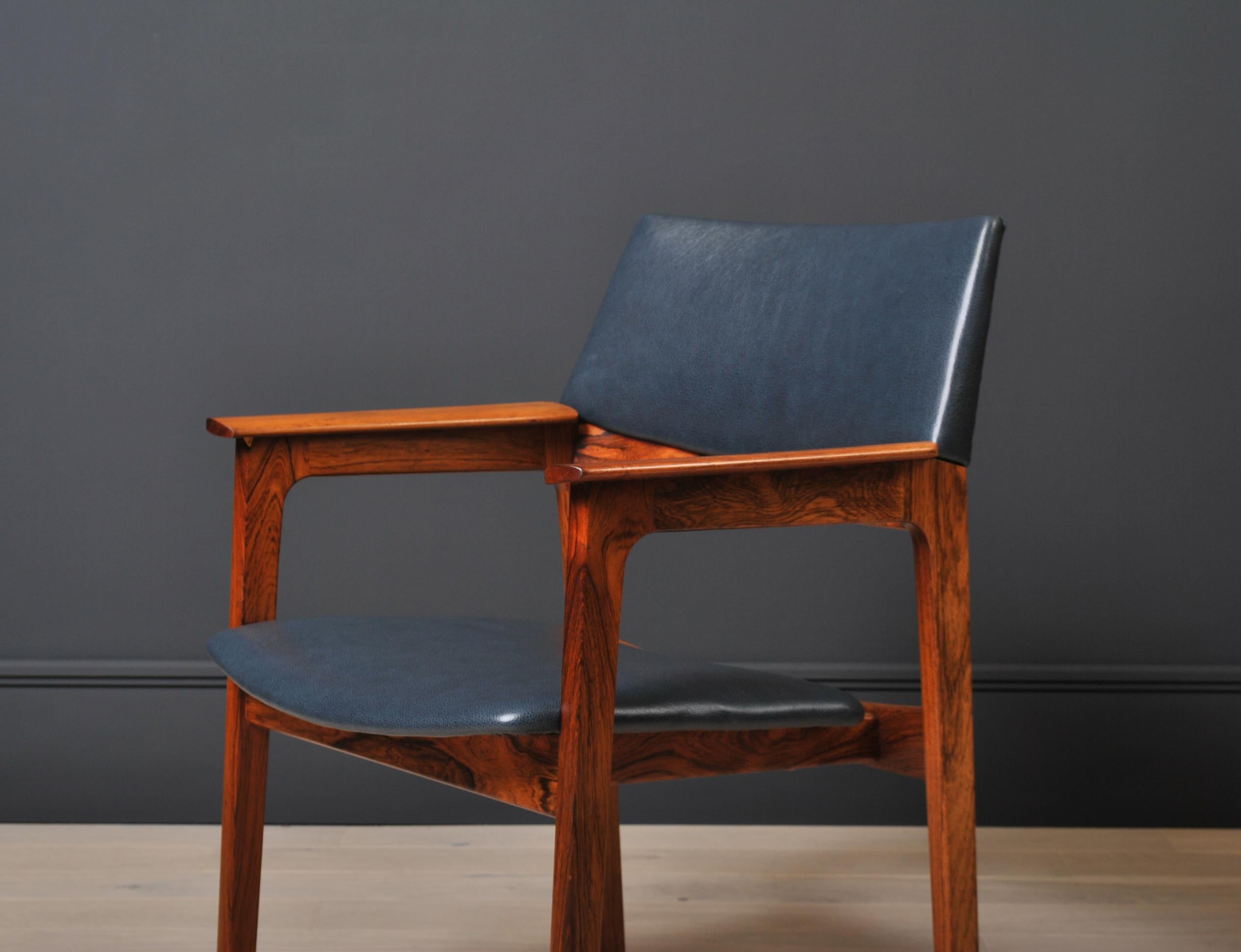 Danish Midcentury Leather Chair, Fully Reupholstered In Good Condition In London, GB