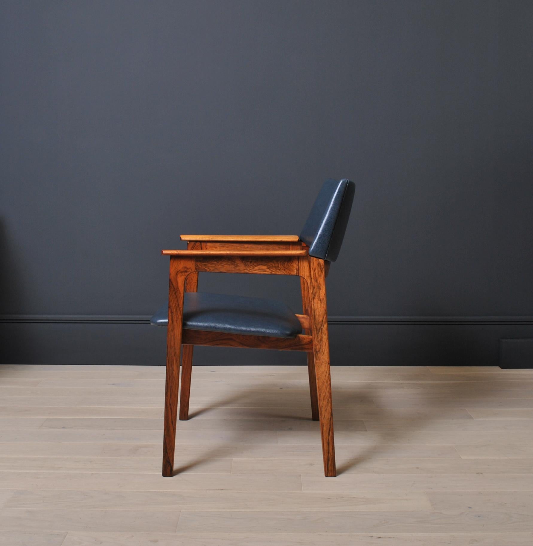 20th Century Danish Midcentury Leather Chair, Fully Reupholstered