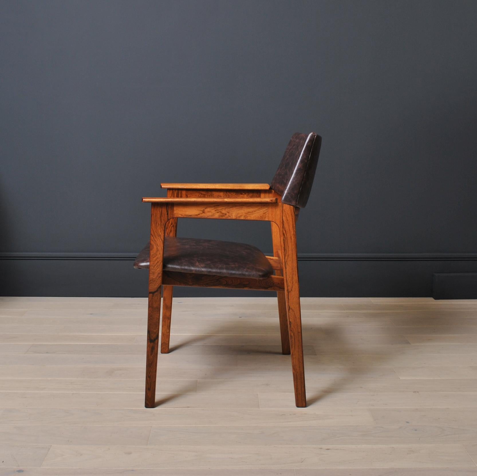 Danish Midcentury Leather Chair, Fully Reupholstered 1