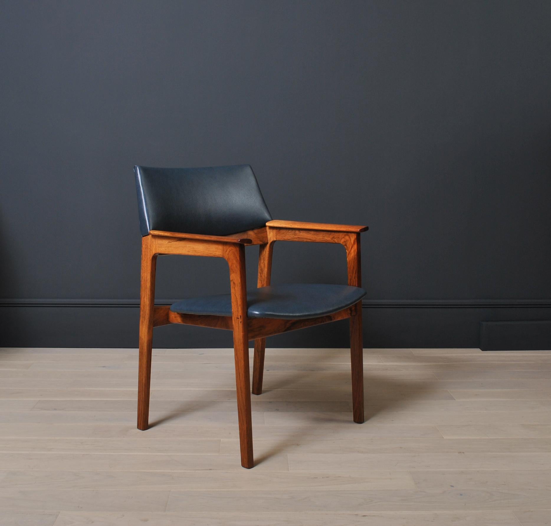 Danish Midcentury Leather Chair, Fully Reupholstered 1