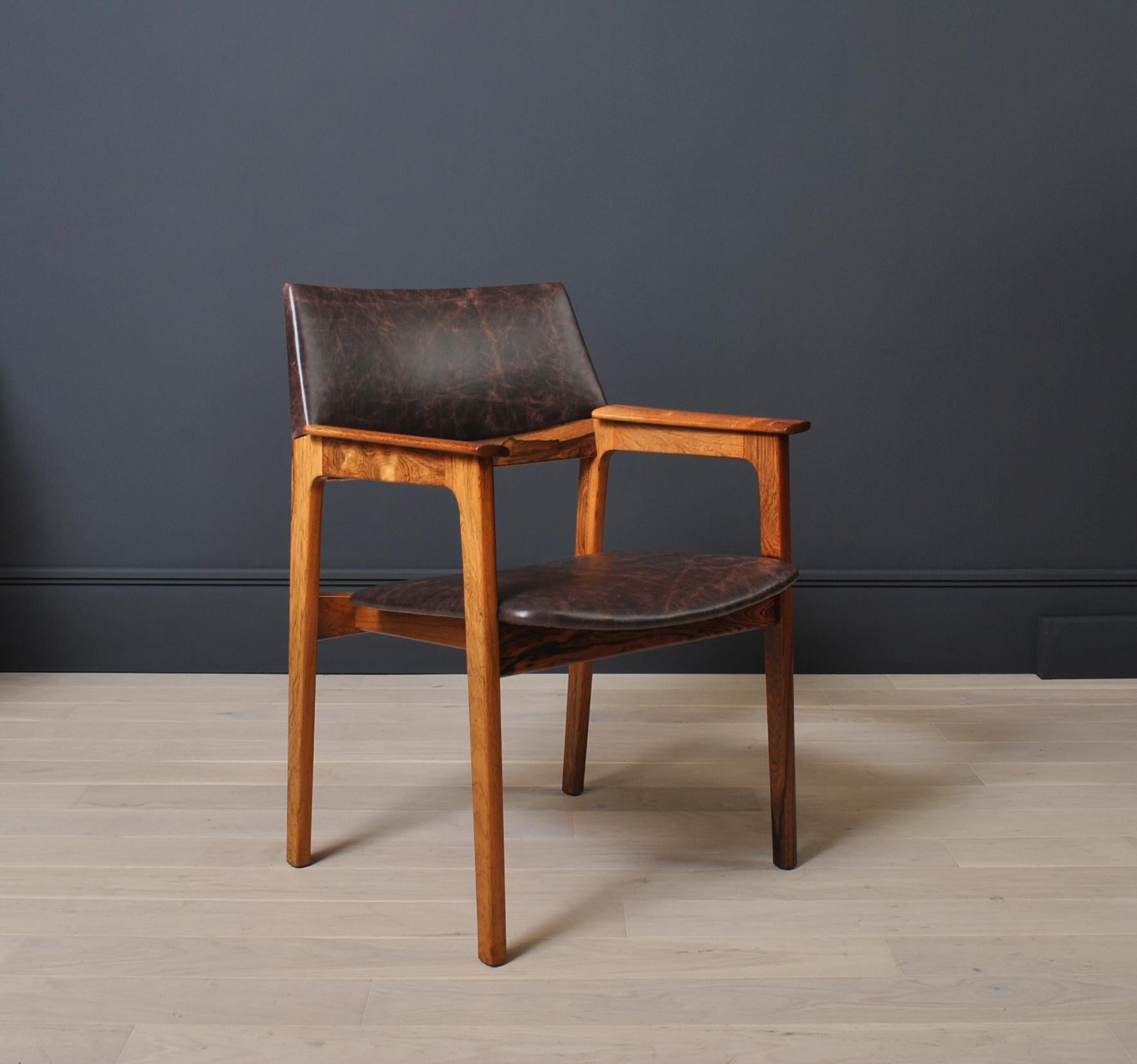 Danish Midcentury Leather Chair, Fully Reupholstered 3