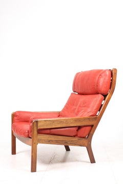 Danish Midcentury Lounge Chair in Leather and Rosewood by Erik Jørgensen, 1960s
