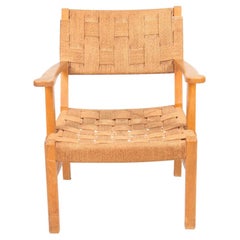 Used Danish Midcentury Lounge Chair in Patinatd Beech and Cane, 1950s