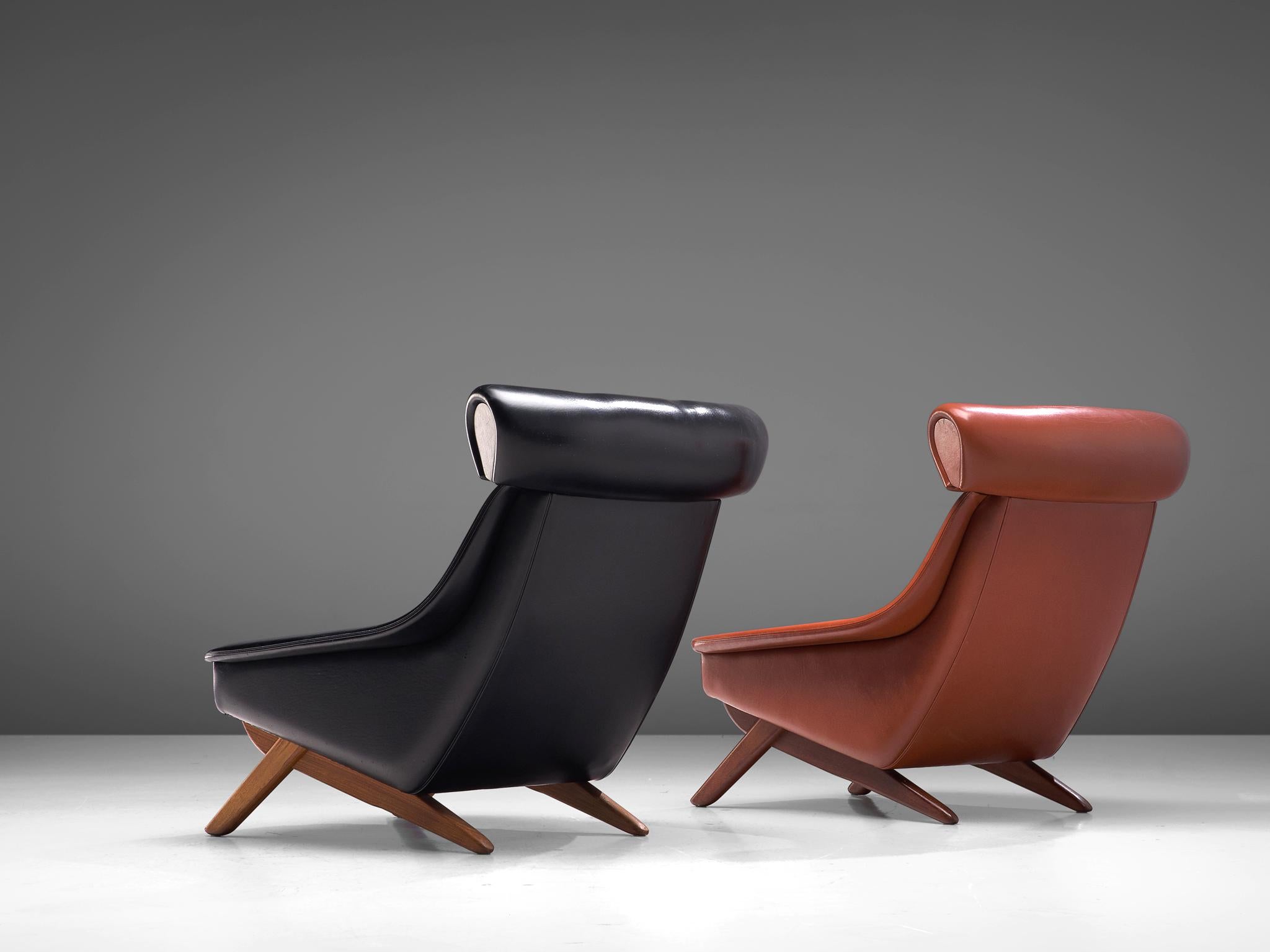 Danish Midcentury Lounge Chair in Terracotta Upholstery 3