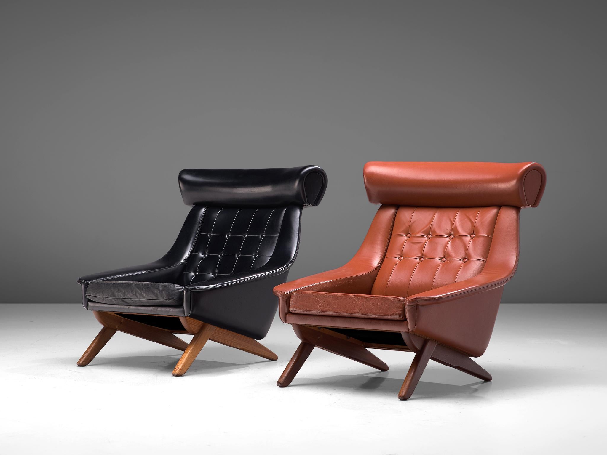 Danish Midcentury Lounge Chair in Terracotta Upholstery 2