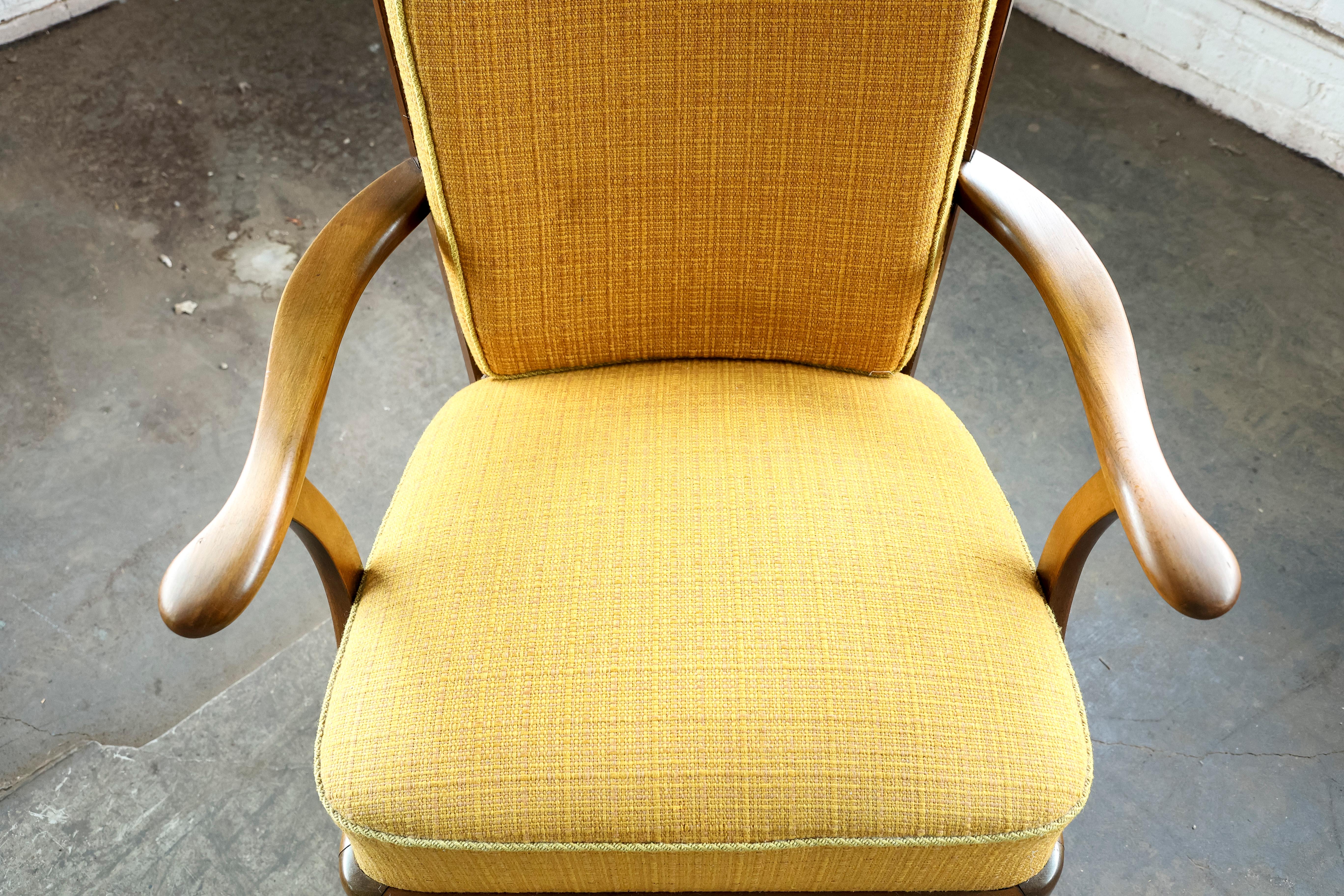 Danish Midcentury Lounge Chair with Slat Back Attributed to Edmund Jorgensen For Sale 1