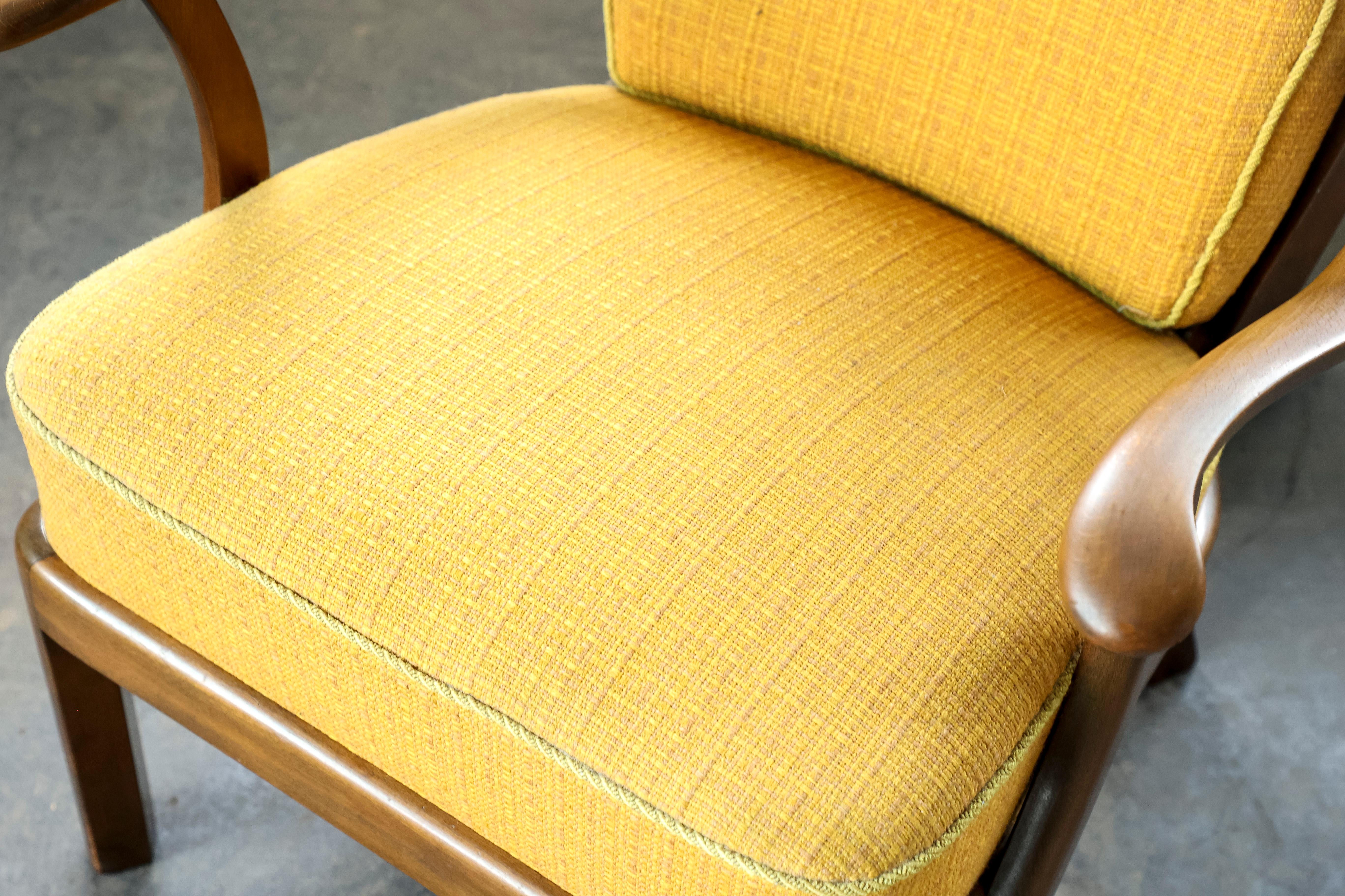 Danish Midcentury Lounge Chair with Slat Back Attributed to Edmund Jorgensen For Sale 3