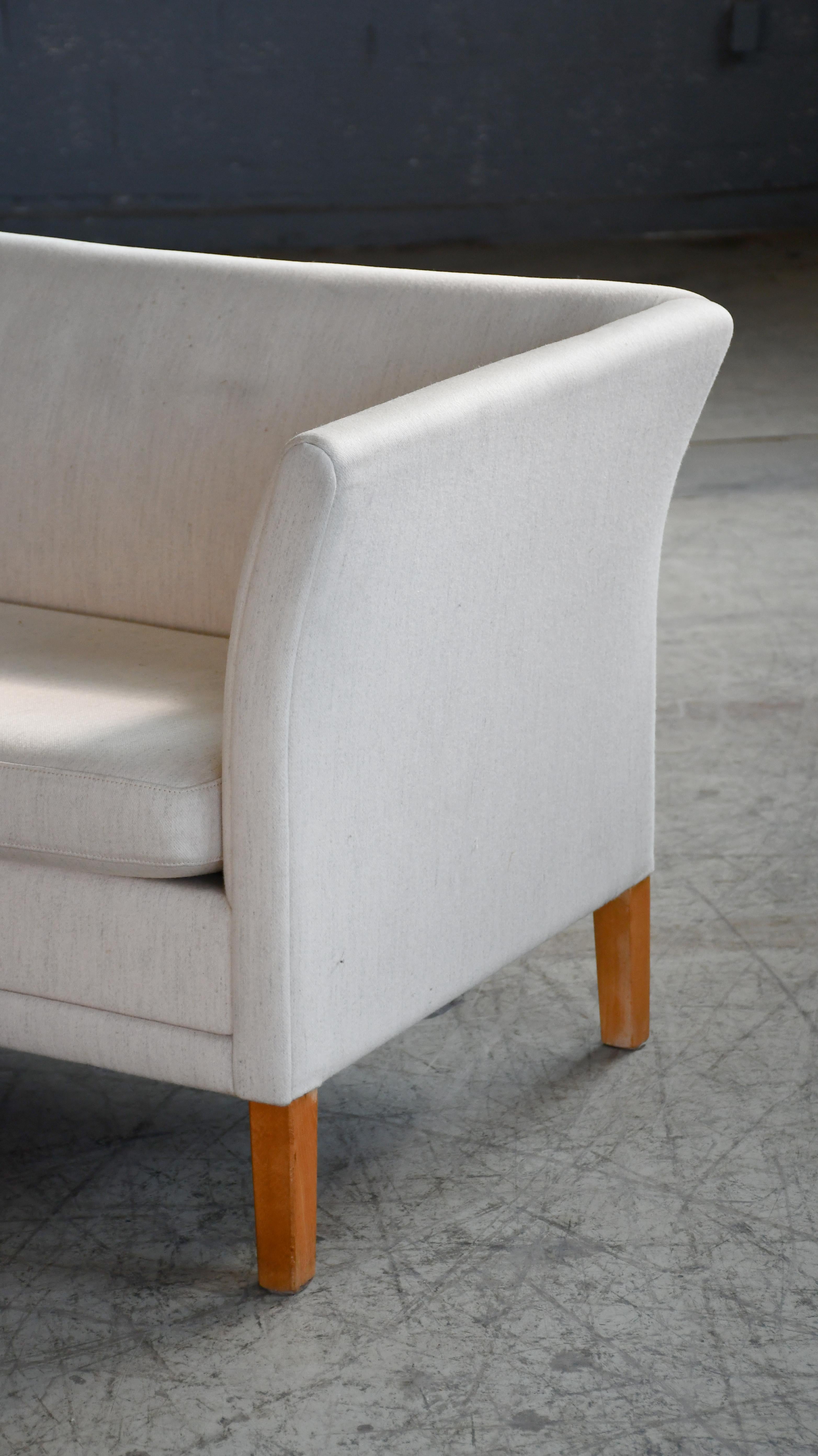 Mid-Century Modern Danish Midcentury Loveseat 2 1/2 Seat Sofa Grete Jalk Style with Teak Legs For Sale
