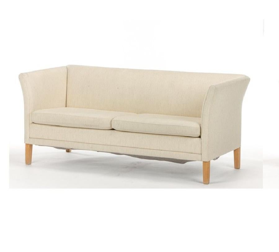 Late 20th Century Danish Midcentury Loveseat 2 1/2 Seat Sofa Grete Jalk Style with Teak Legs For Sale