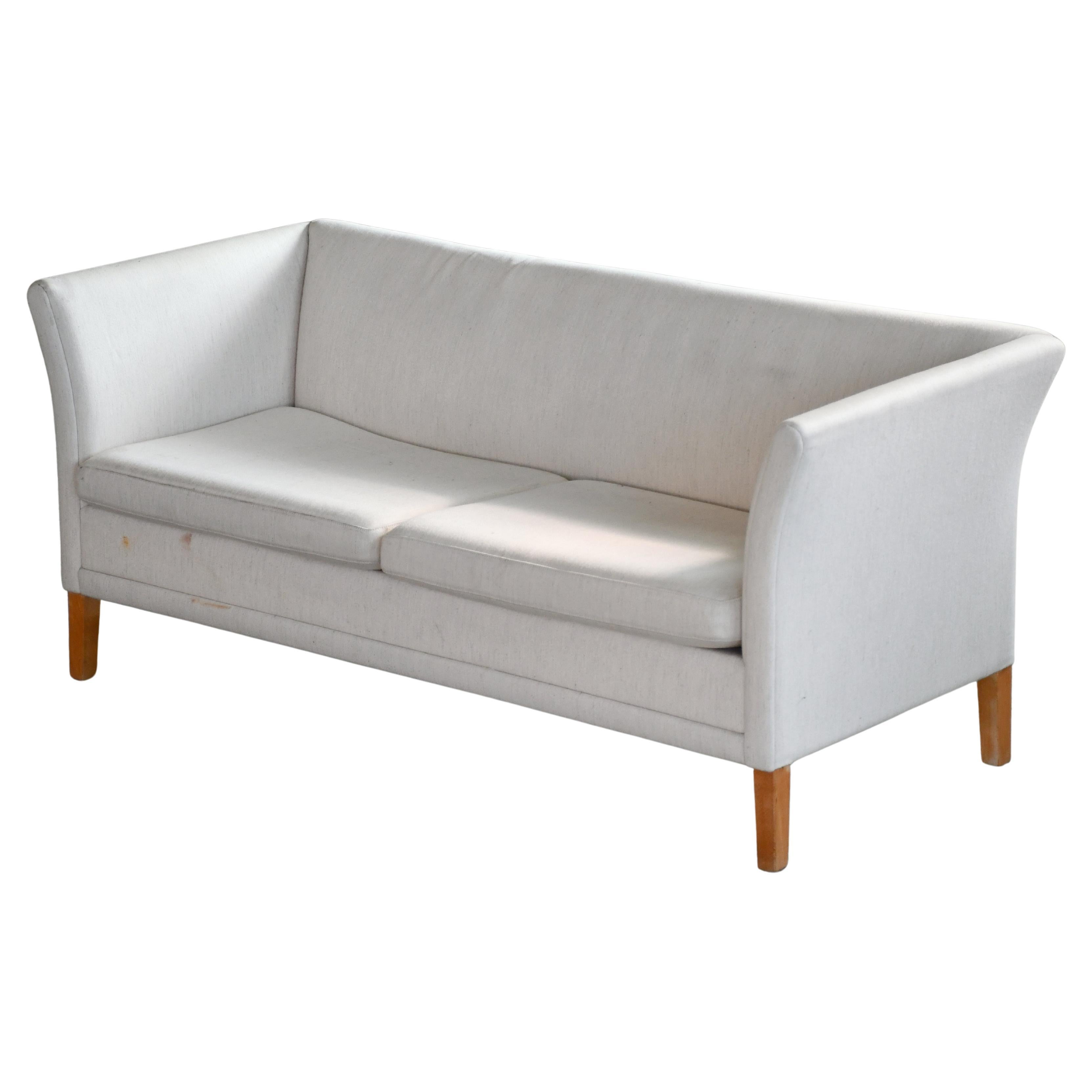 Danish Midcentury Loveseat 2 1/2 Seat Sofa Grete Jalk Style with Teak Legs For Sale