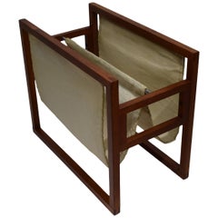 Danish Midcentury Magazine Rack, Kai Kristiansen, Sika Møbler, Teak, Dual Sling