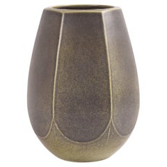 Danish Mid-Century Modern Michael Andersen Vase Olive Green Facet Shape, 1960s