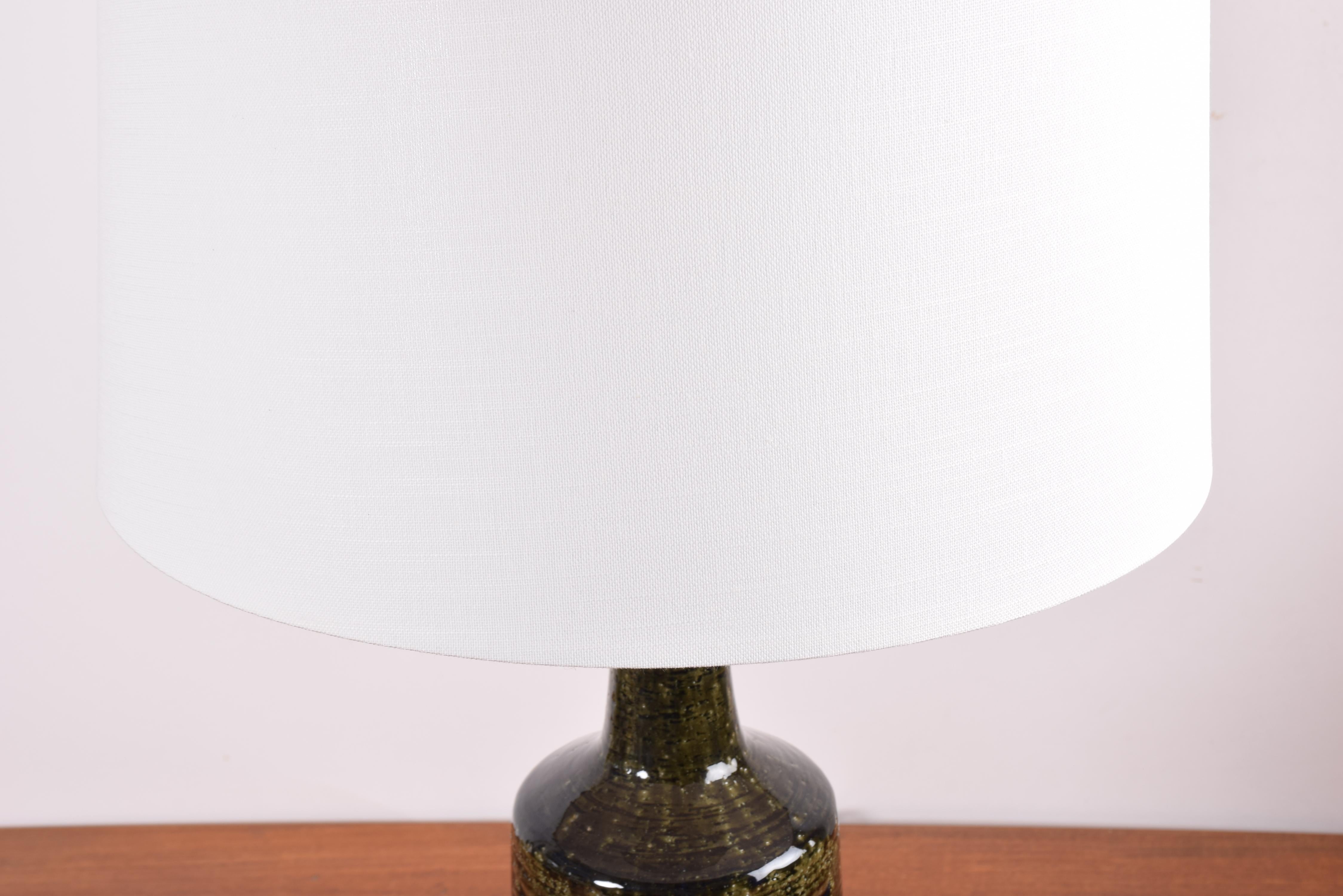 Danish Midcentury Modern Palshus Tall Ceramic Table Lamp Green Blue Glaze, 1960s For Sale 4