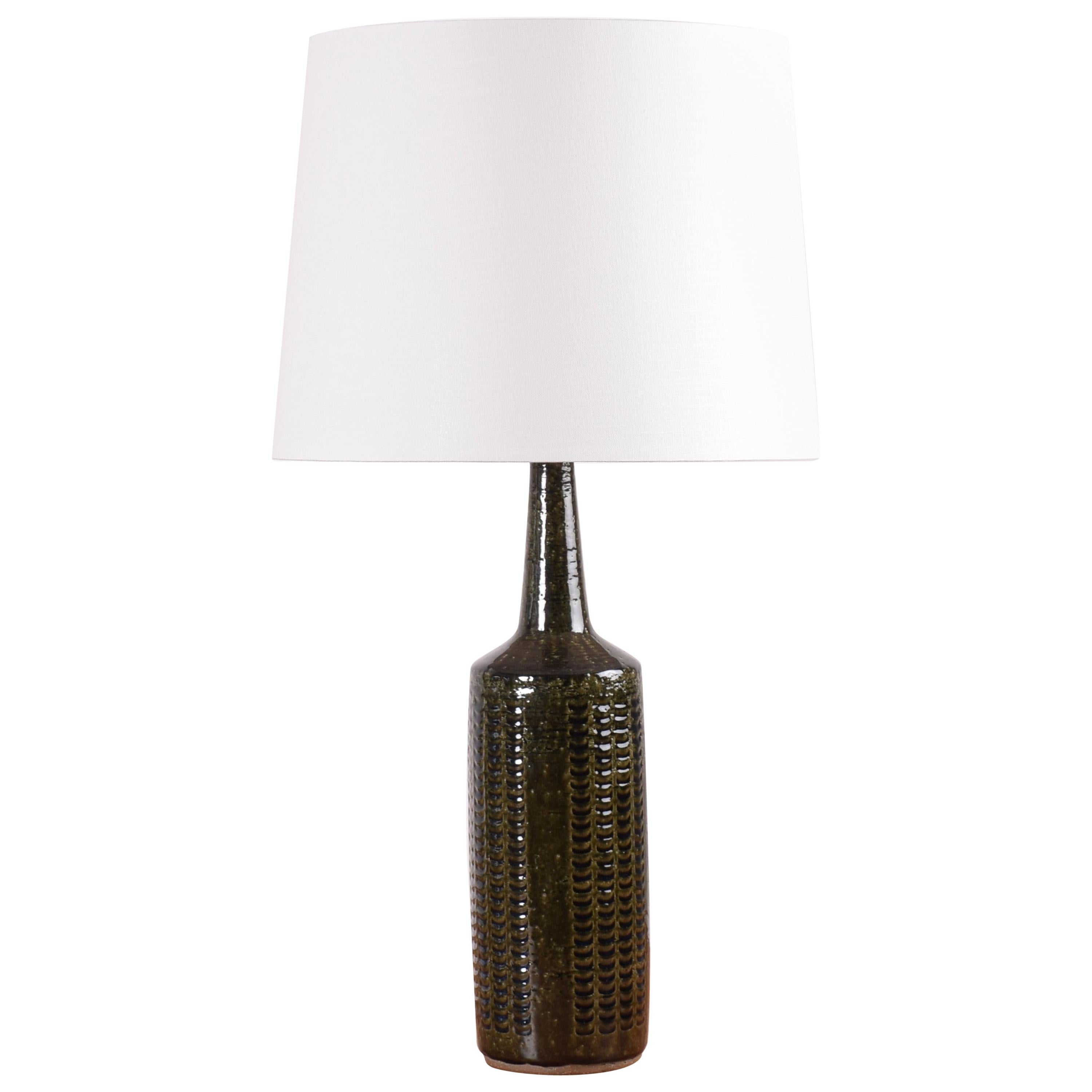 Dänische Mid-Century-Modern-Tischlampe Palshus aus Keramik mit grün-blauer Glasur, 1960er Jahre