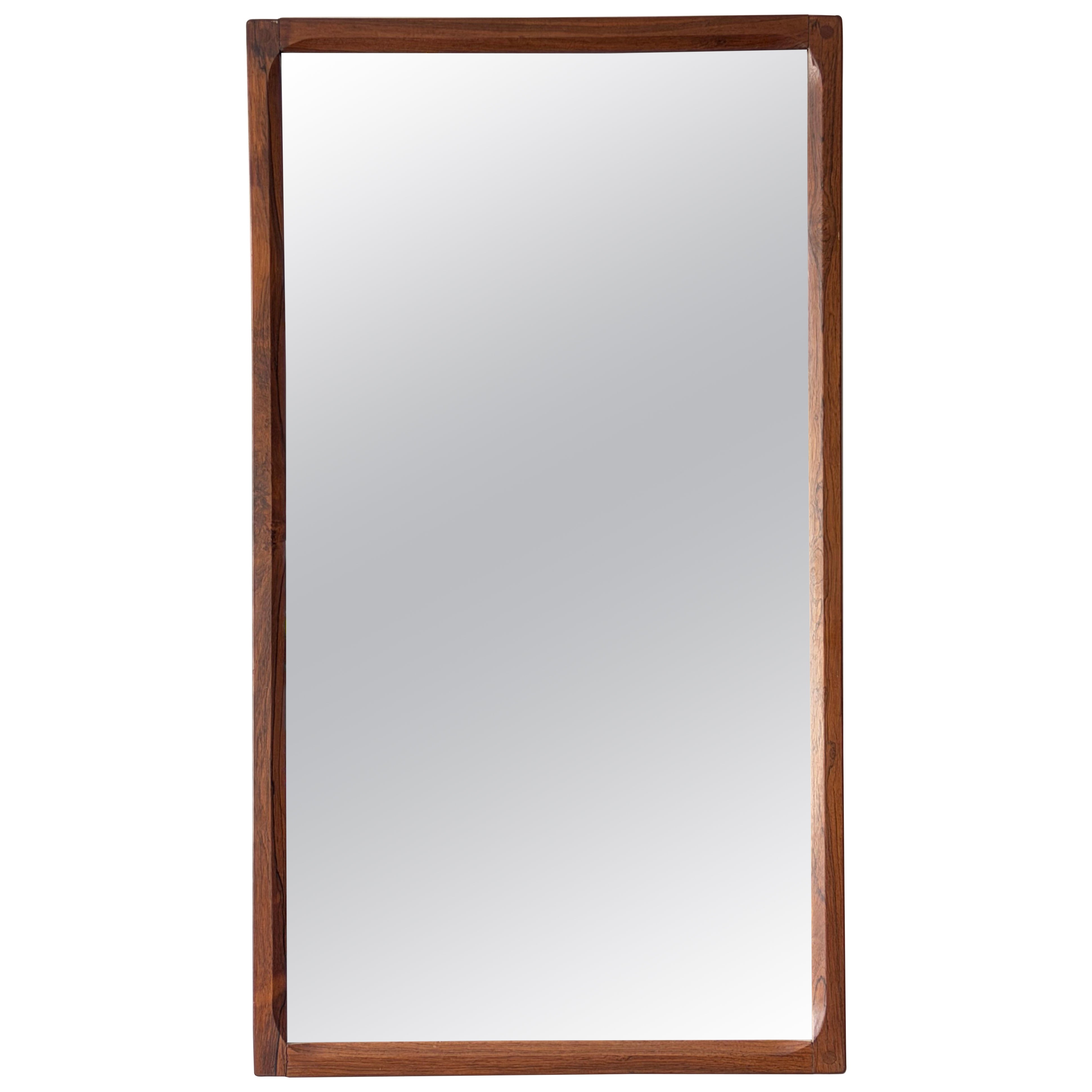 Danish Midcentury Modern Rosewood Wall Mirror, Aksel Kjersgaard, Denmark 1960s