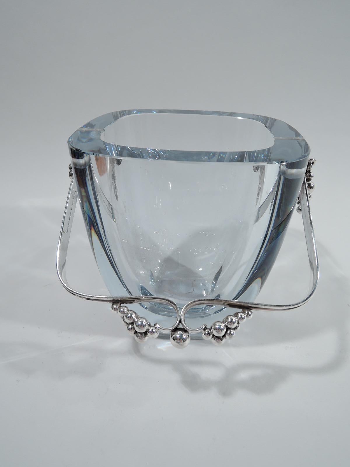 Scandinavian Modern Danish Mid-Century Modern Sterling Silver and Glass Ice Bucket