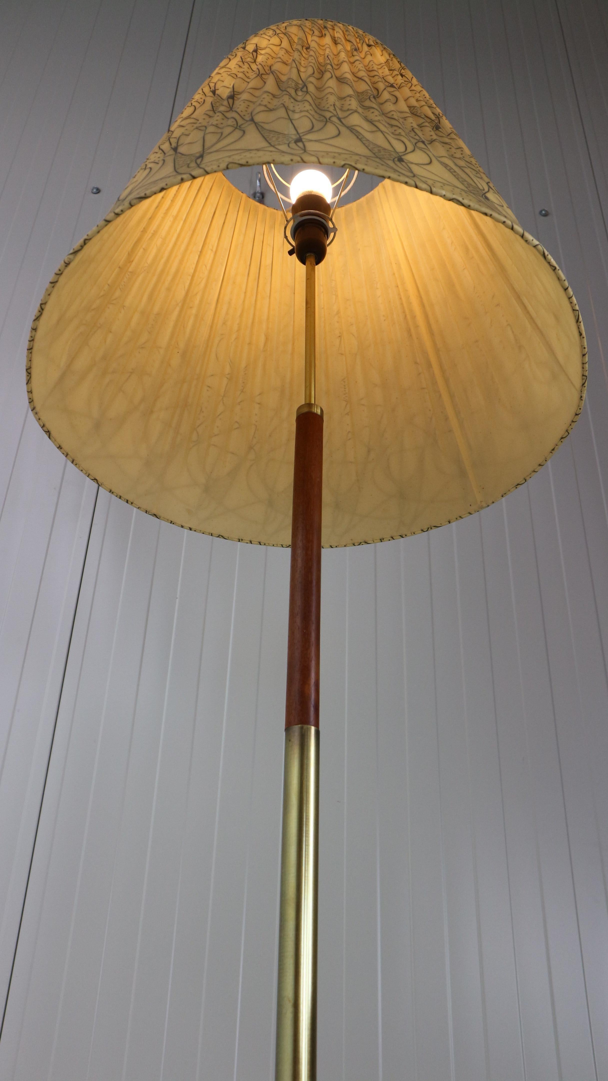 Danish Mid-Century Modern Teak and Brass Floor Lamp, 1950s 12
