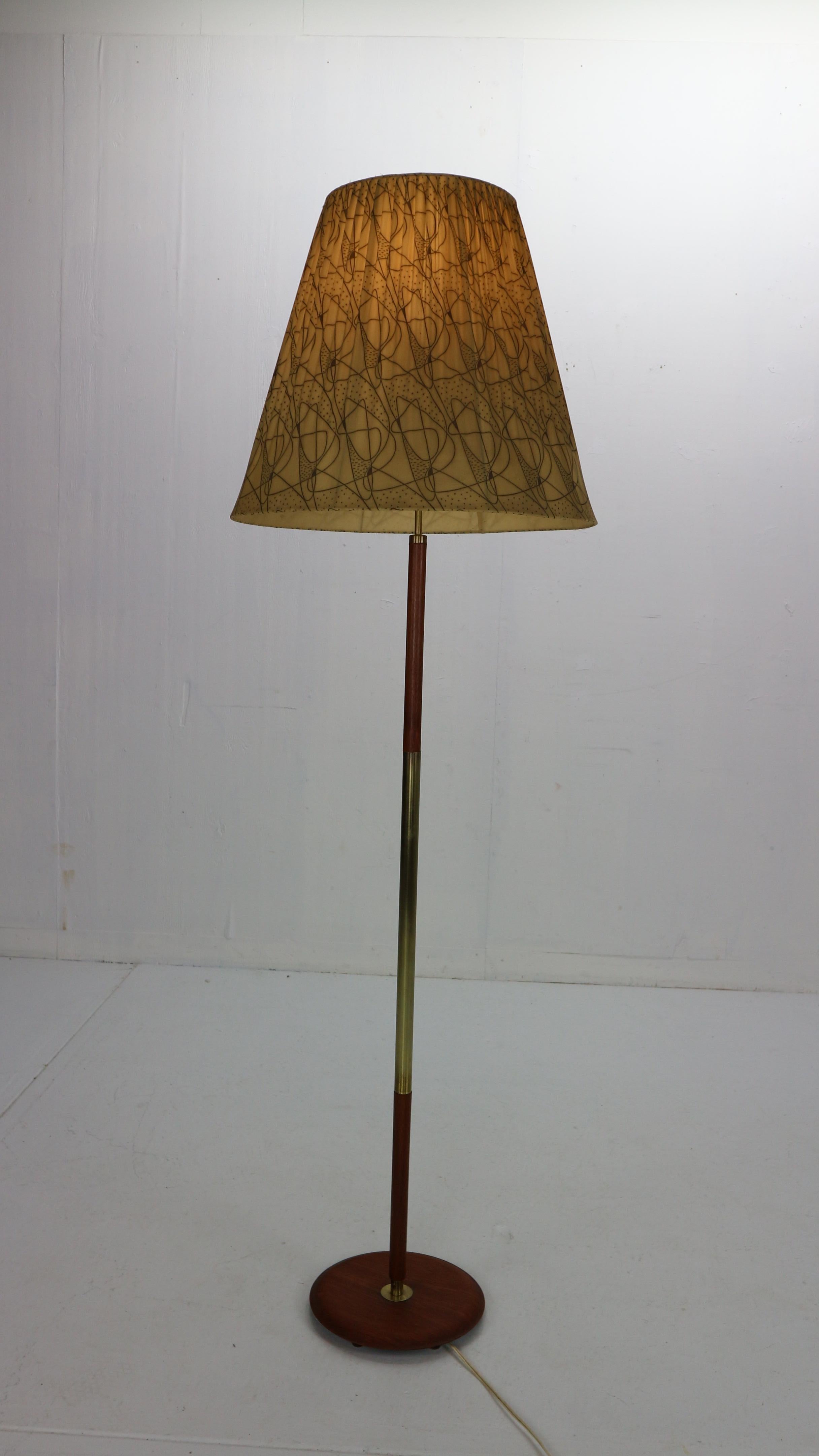 Danish Mid-Century Modern Teak and Brass Floor Lamp, 1950s 13