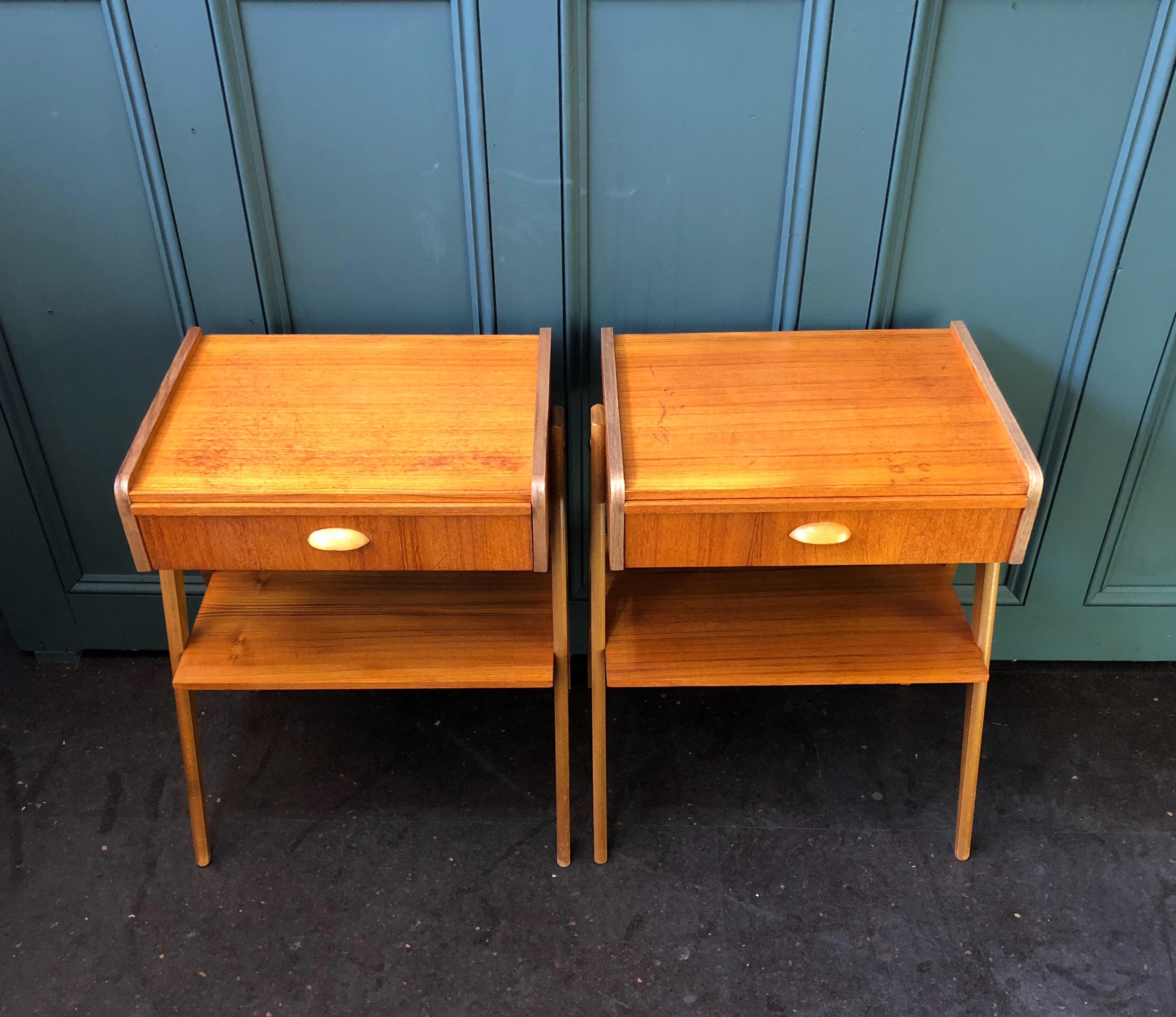 Danish Midcentury Modern Teak Nightstands 7