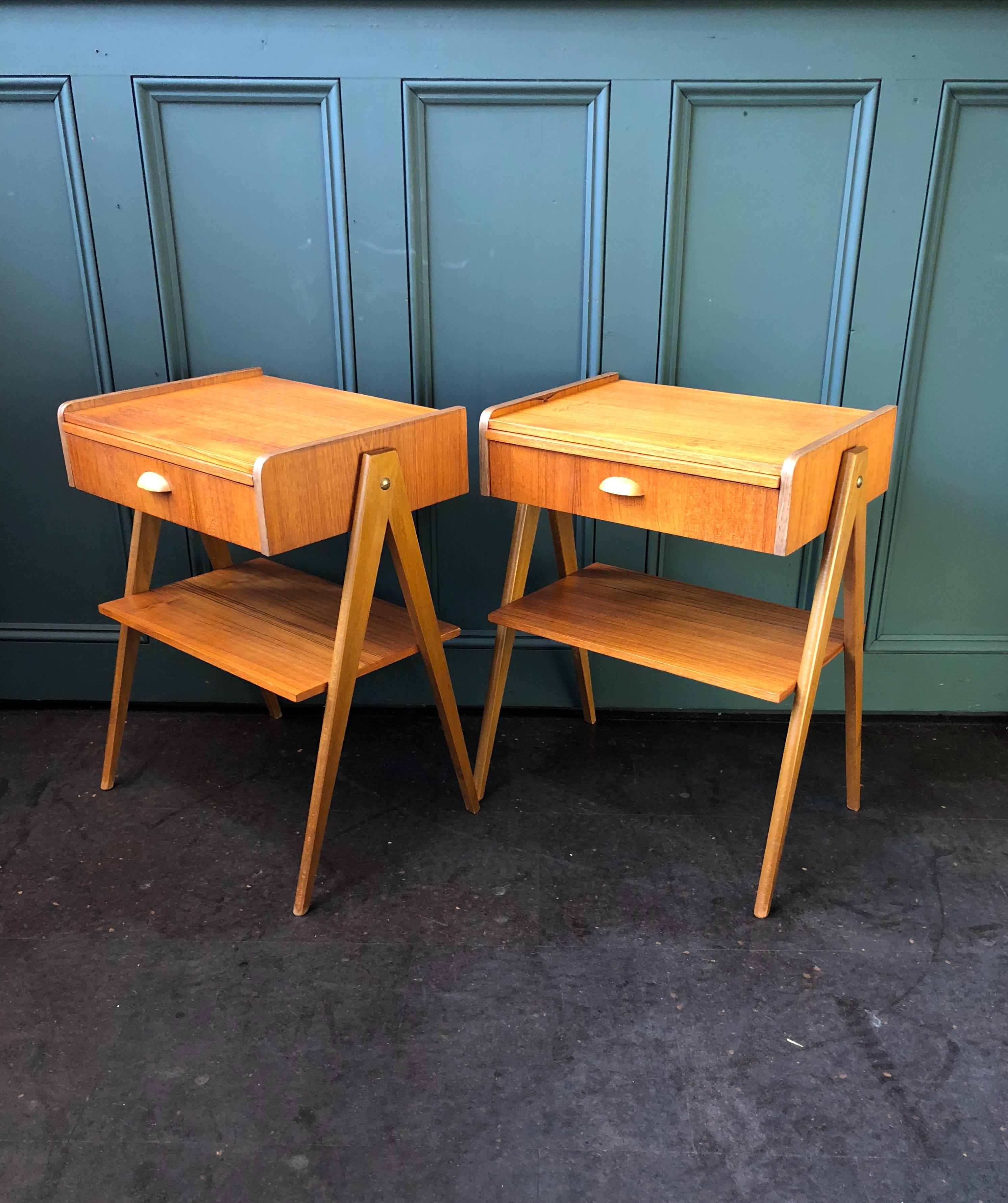 Mid-Century Modern Danish Midcentury Modern Teak Nightstands