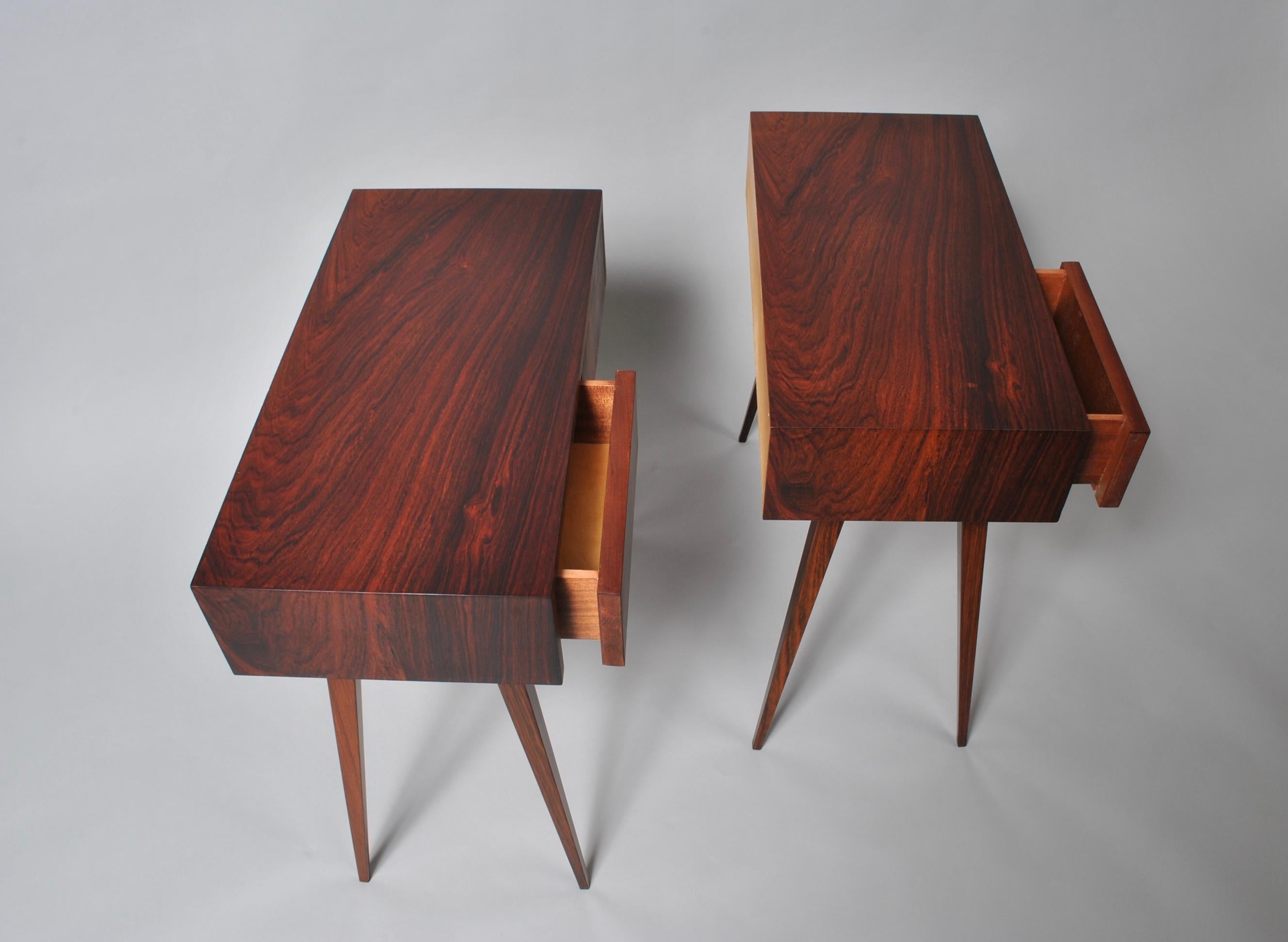 Veneer Danish Midcentury Nightstands, Modernist End Tables