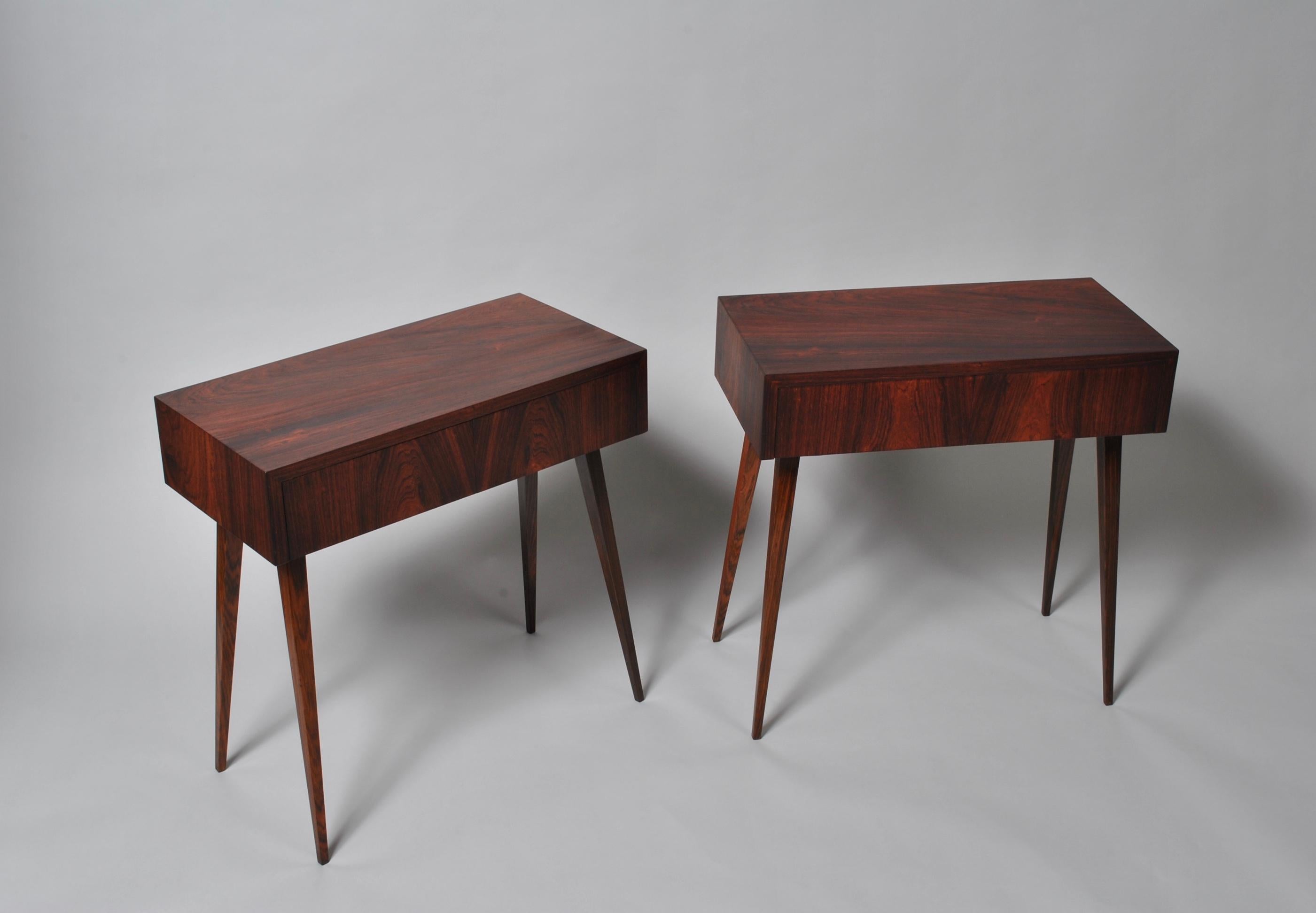 Hardwood Danish Midcentury Nightstands, Modernist End Tables