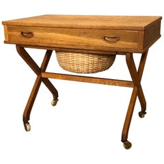 Vintage Danish Midcentury Oak Hobby Table