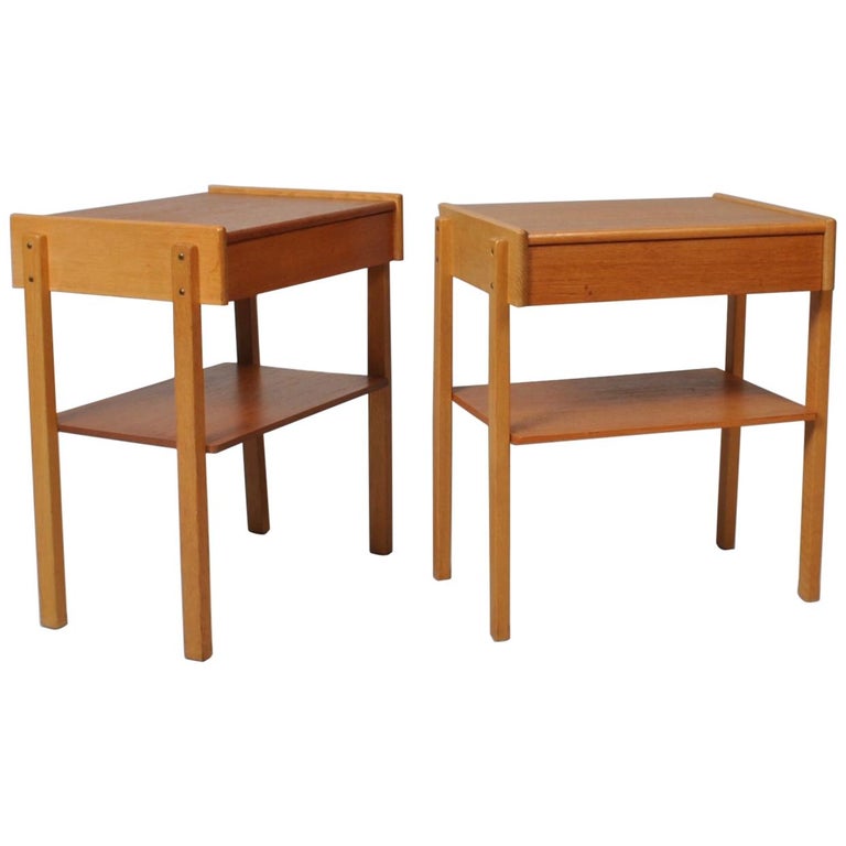 Danish Midcentury Oak Nightstands, End Tables at 1stDibs