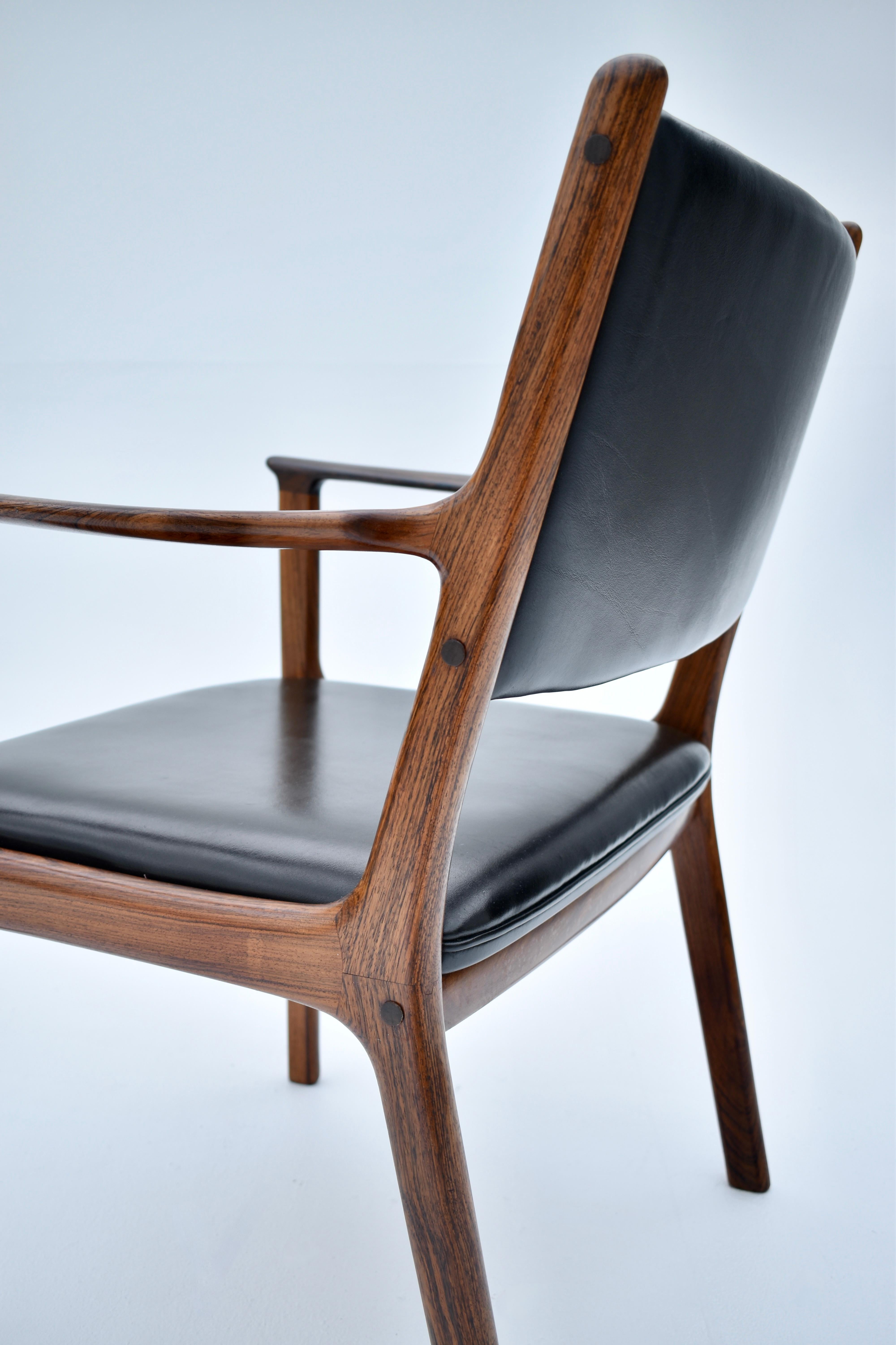 Danish Mid-Century Ole Wanscher Model PJ412 Rosewood & Leather Chair 5