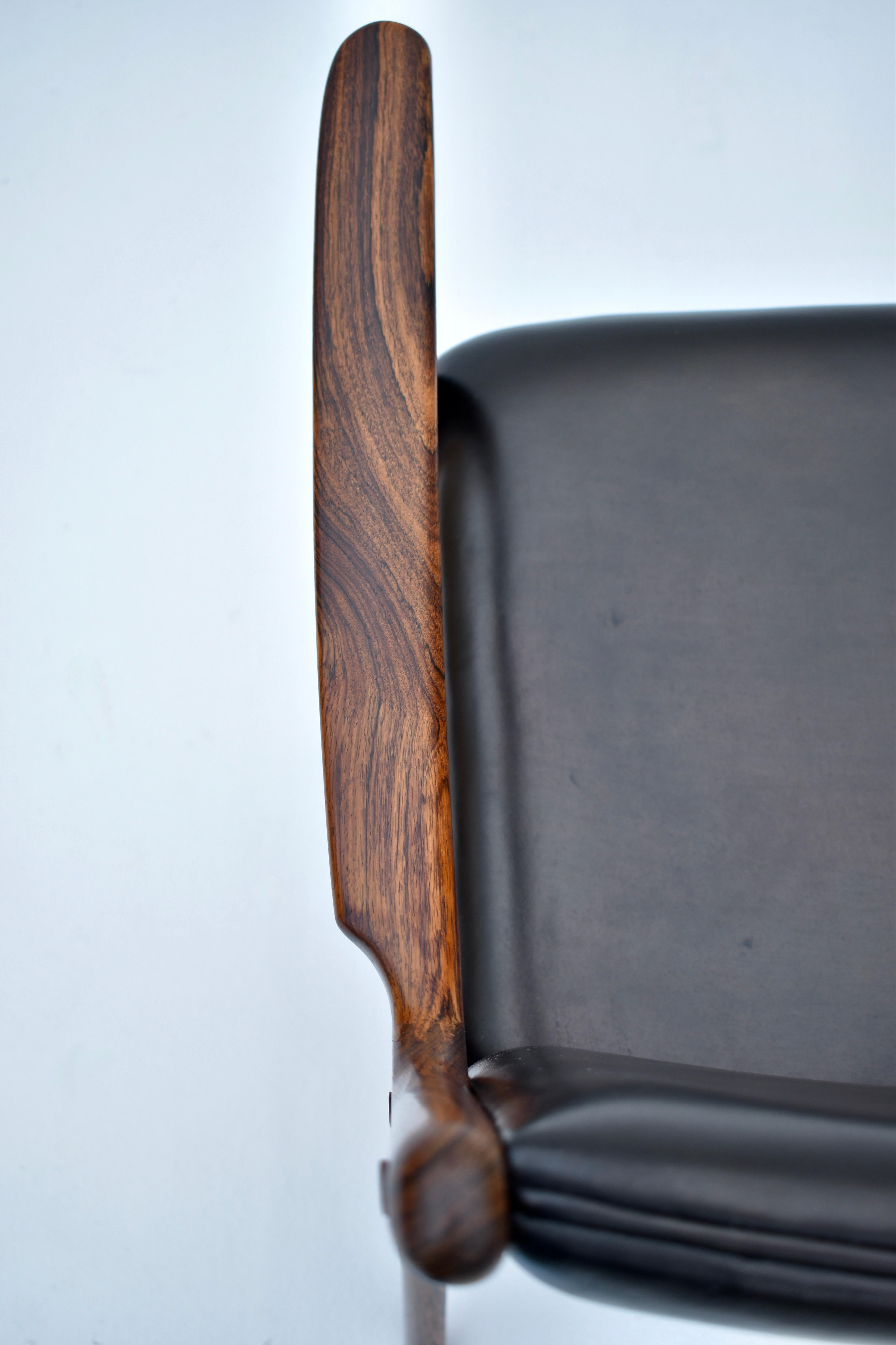 Danish Mid-Century Ole Wanscher Model PJ412 Rosewood & Leather Chair 6