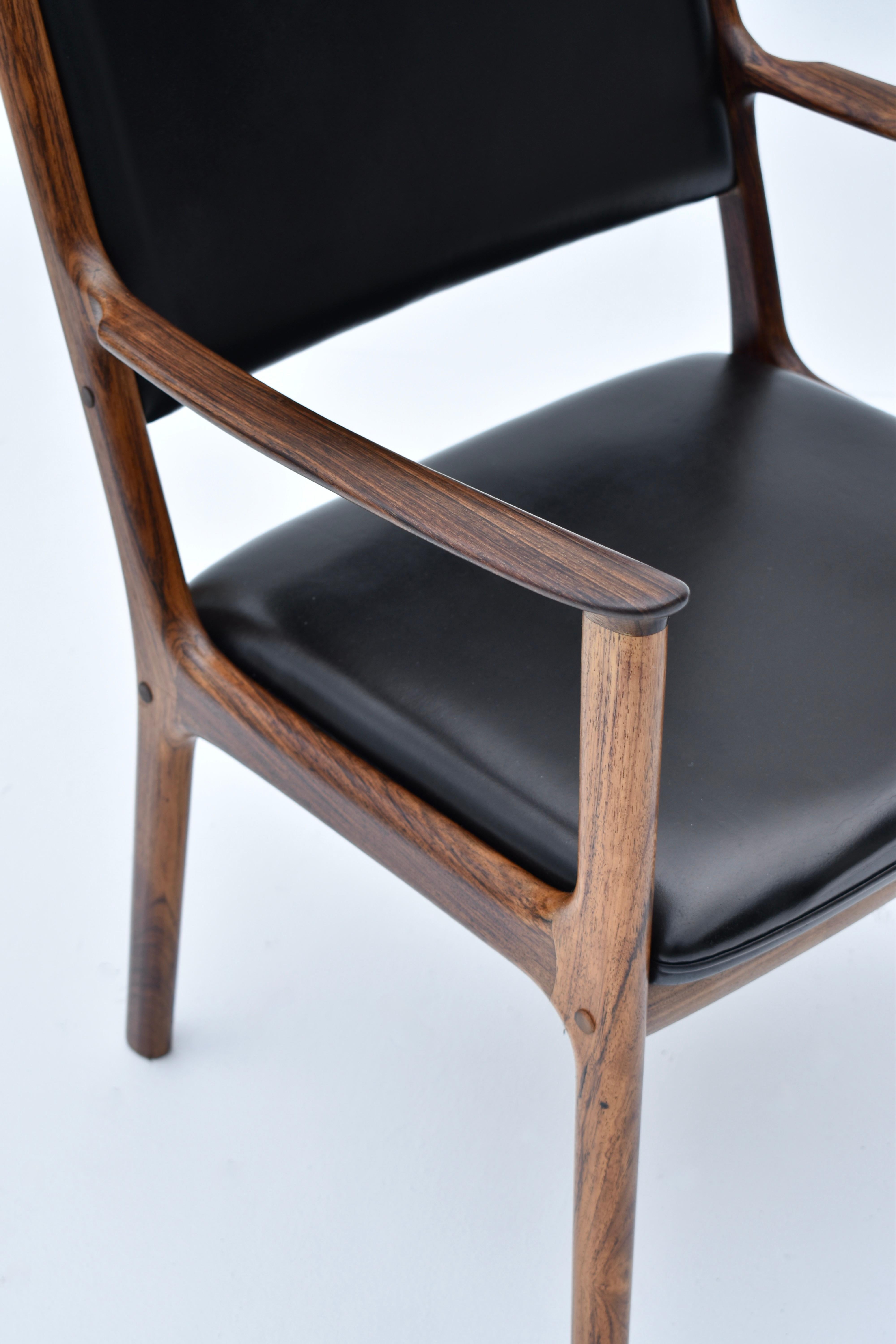 Danish Mid-Century Ole Wanscher Model PJ412 Rosewood & Leather Chair 10