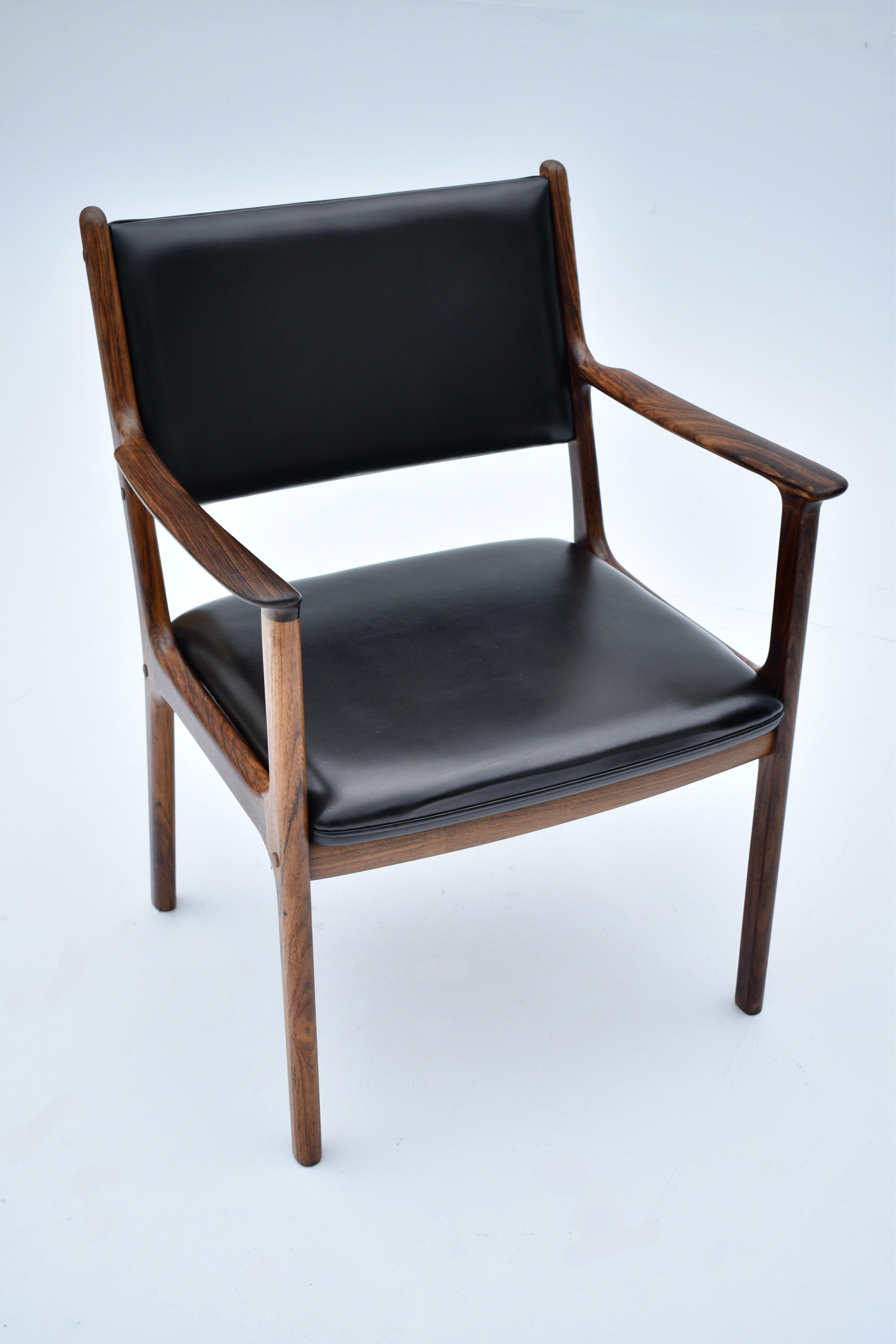 Danish Mid-Century Ole Wanscher Model PJ412 Rosewood & Leather Chair 11
