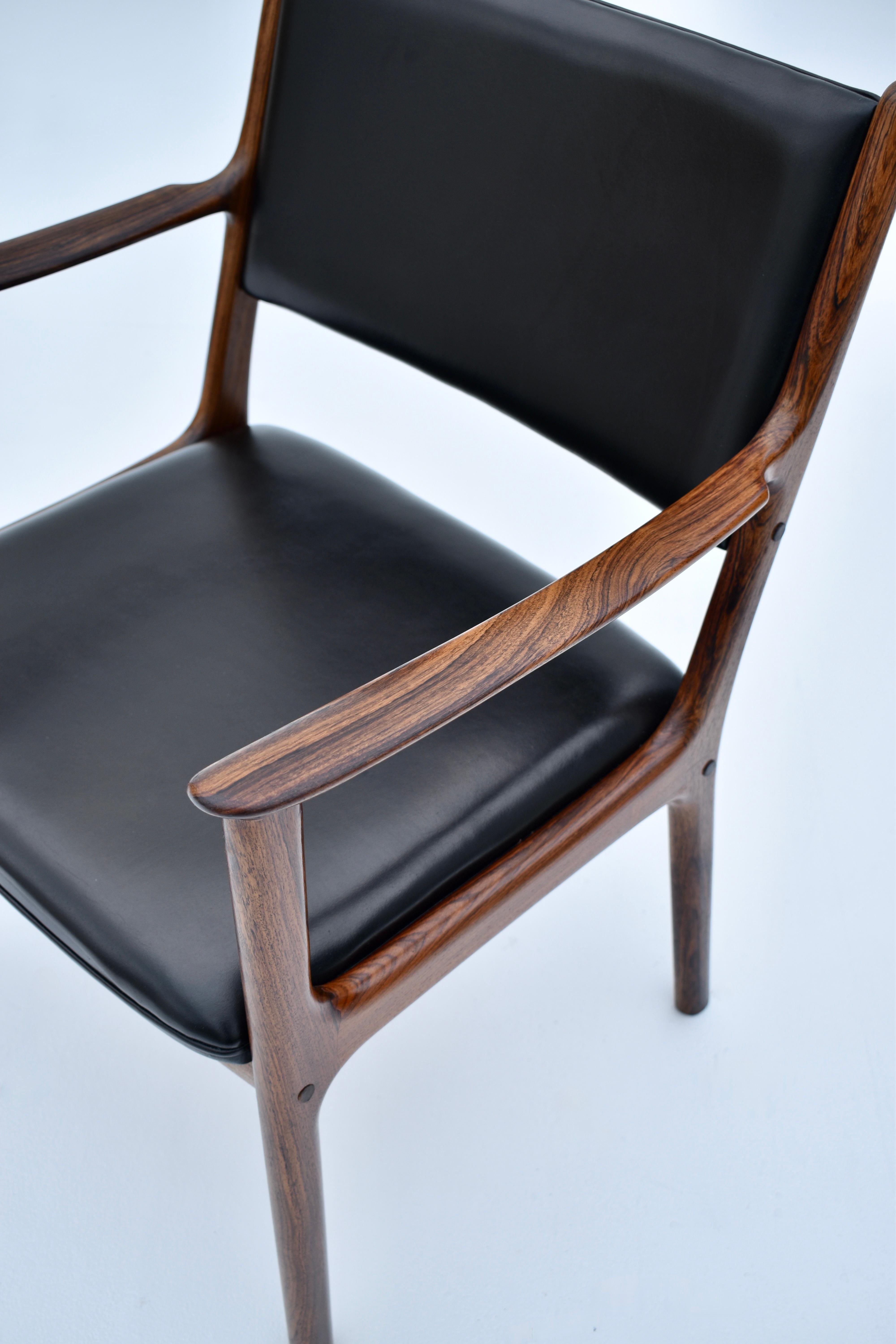 Scandinavian Modern Danish Mid-Century Ole Wanscher Model PJ412 Rosewood & Leather Chair