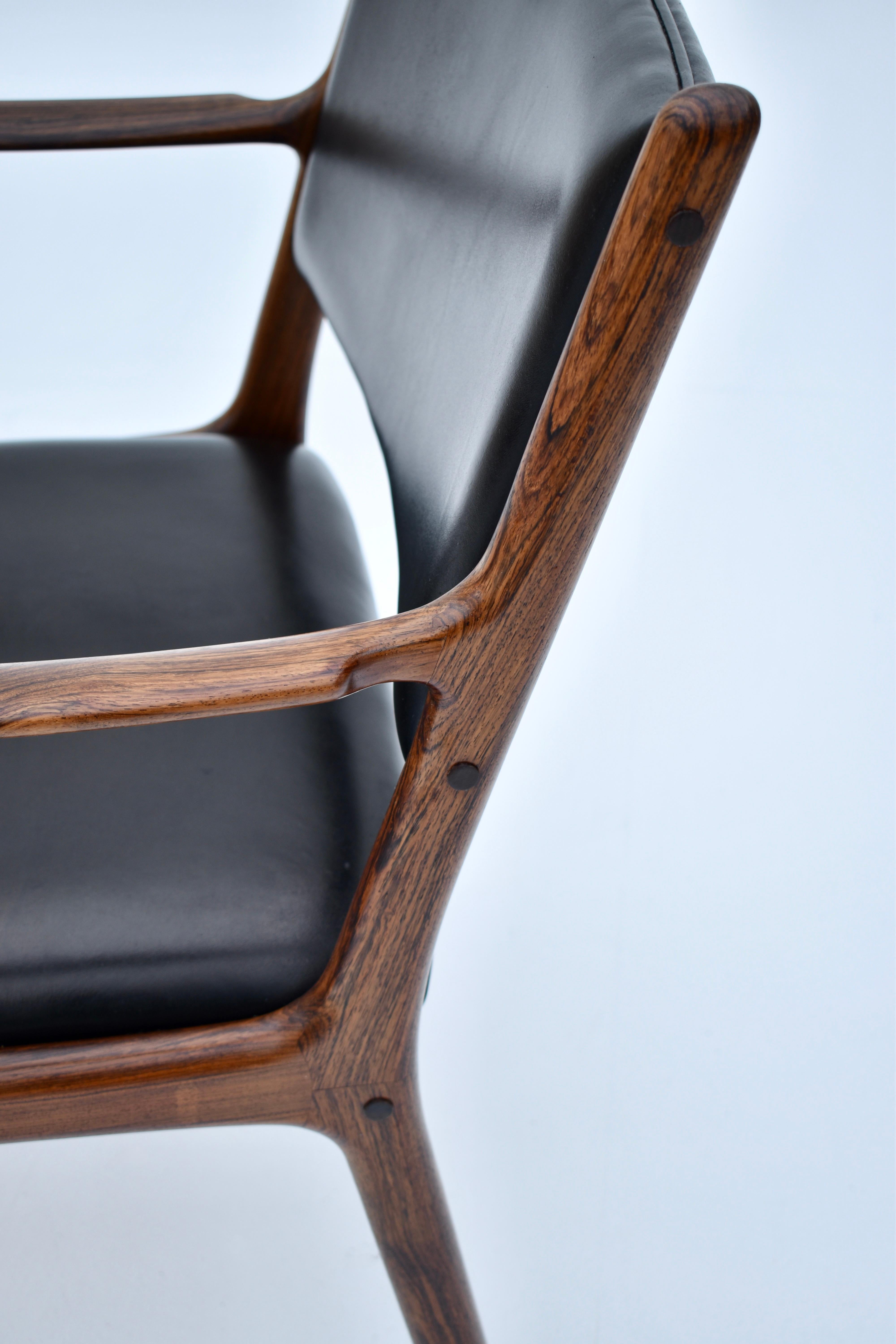 Danish Mid-Century Ole Wanscher Model PJ412 Rosewood & Leather Chair 1