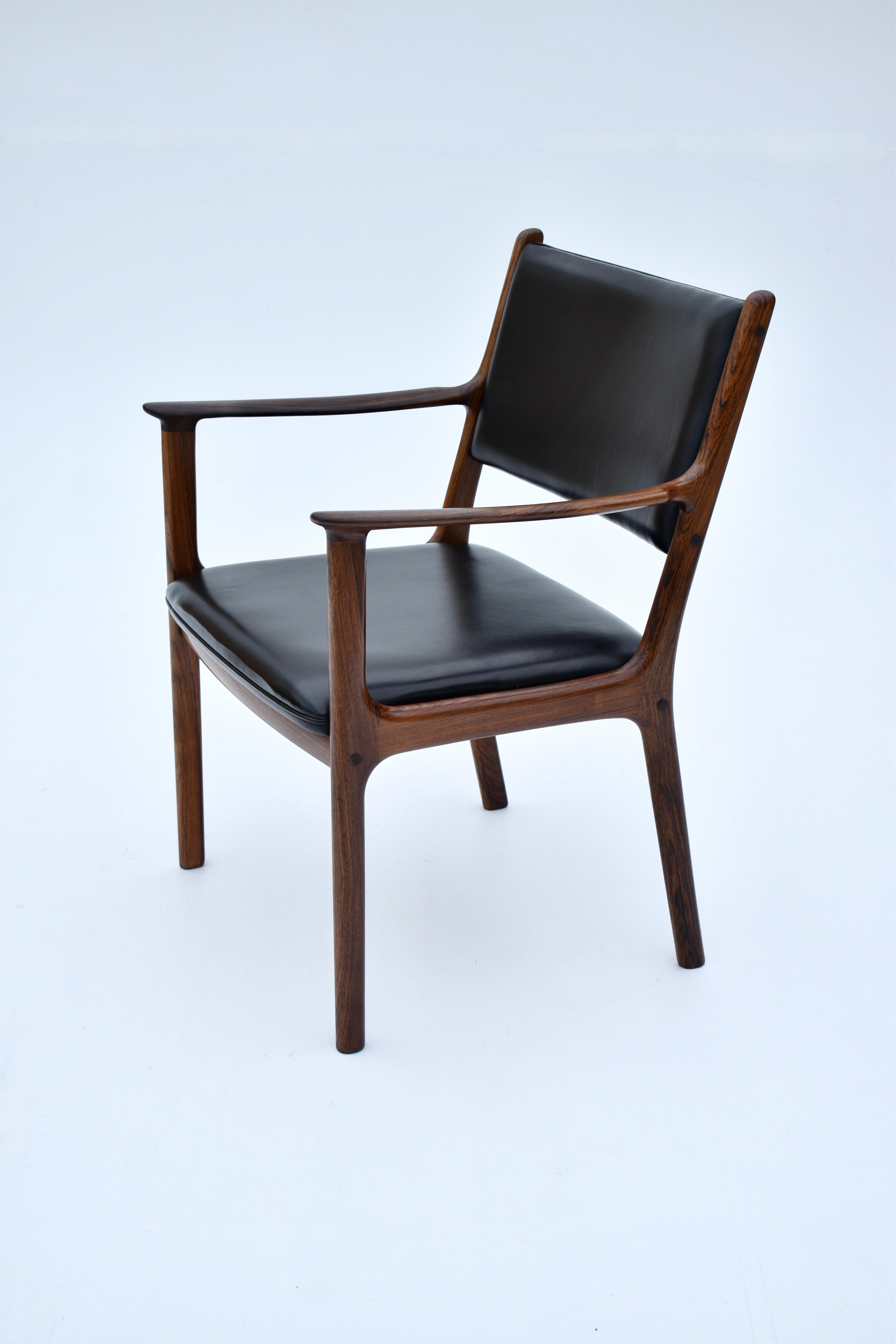 Danish Mid-Century Ole Wanscher Model PJ412 Rosewood & Leather Chair 2