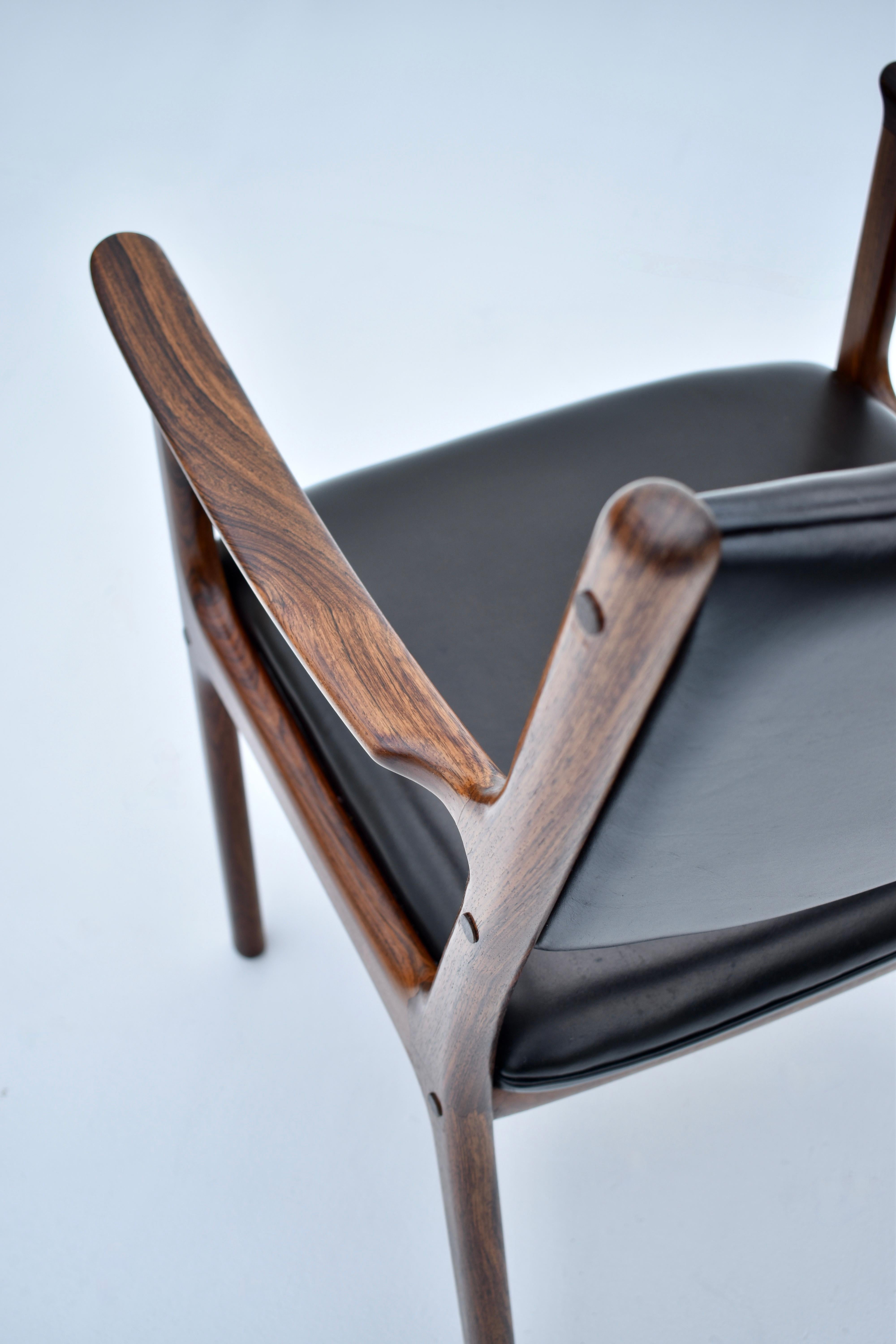 Danish Mid-Century Ole Wanscher Model PJ412 Rosewood & Leather Chair 4