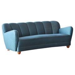 Danish Midcentury Organic Shaped Channel Back Sofa ca 1940's