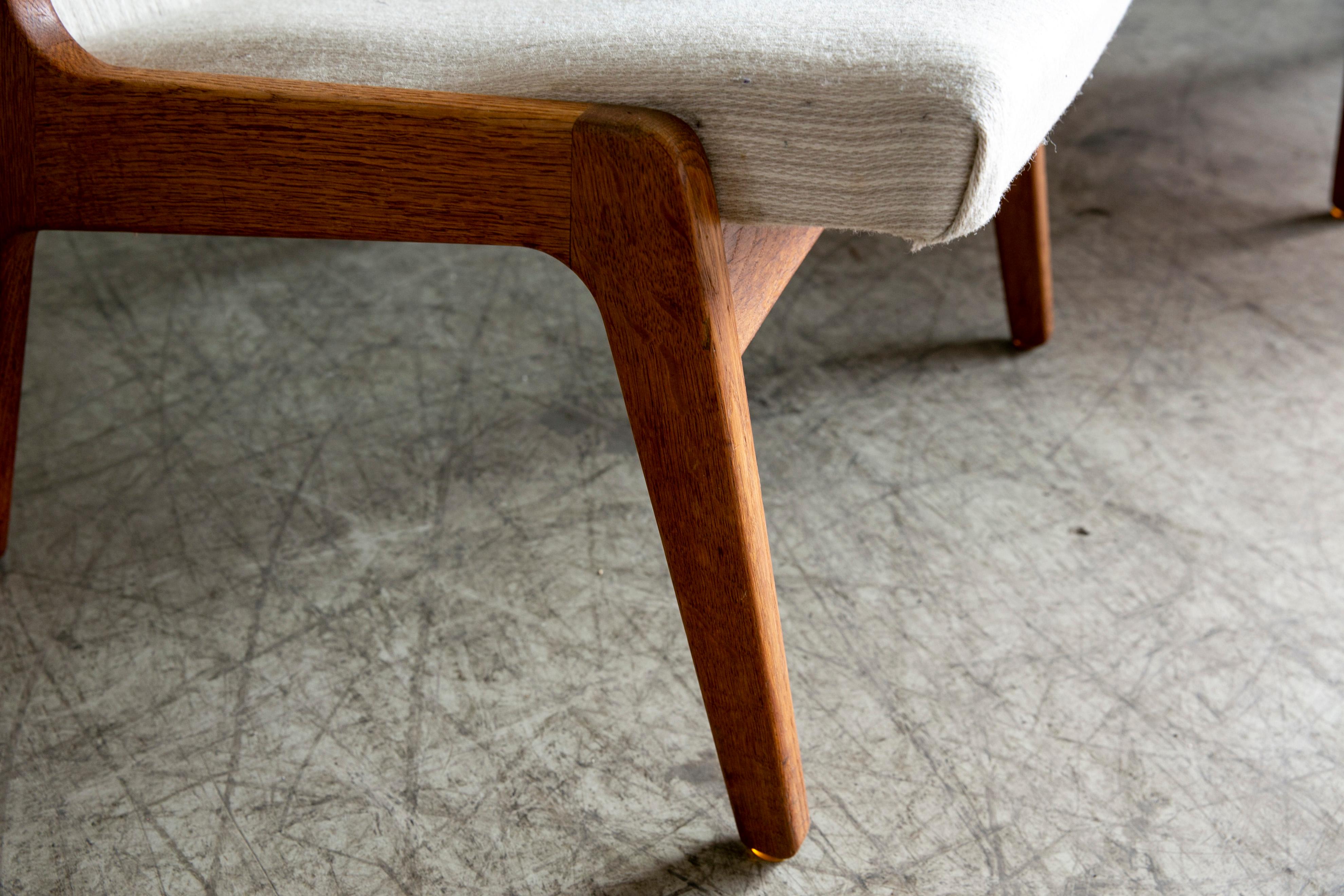 Danish Mid-Century Pair of Kurt Olsen Lounge Chairs in Teak and Grey Wool 5