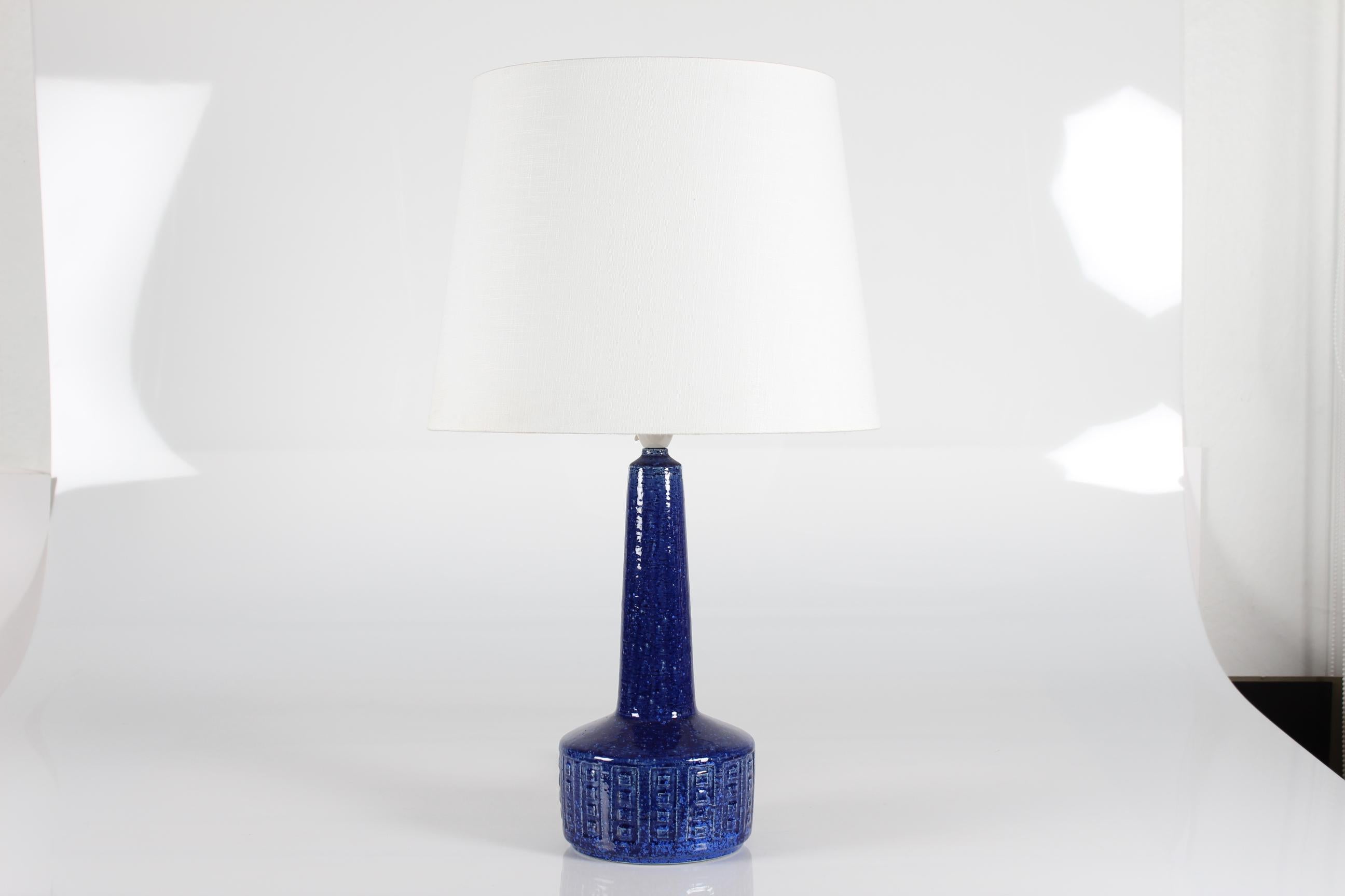 Mid-Century Modern Danish Midcentury Palshus Tall Cobalt Blue Table Lamp with New Lampshade, 1960s