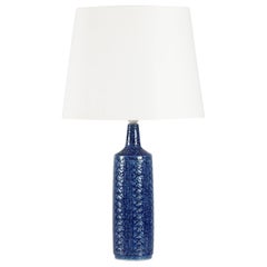 Danish Midcentury Palshus Tall Cobalt Blue Table Lamp with Lampshade, 1960s