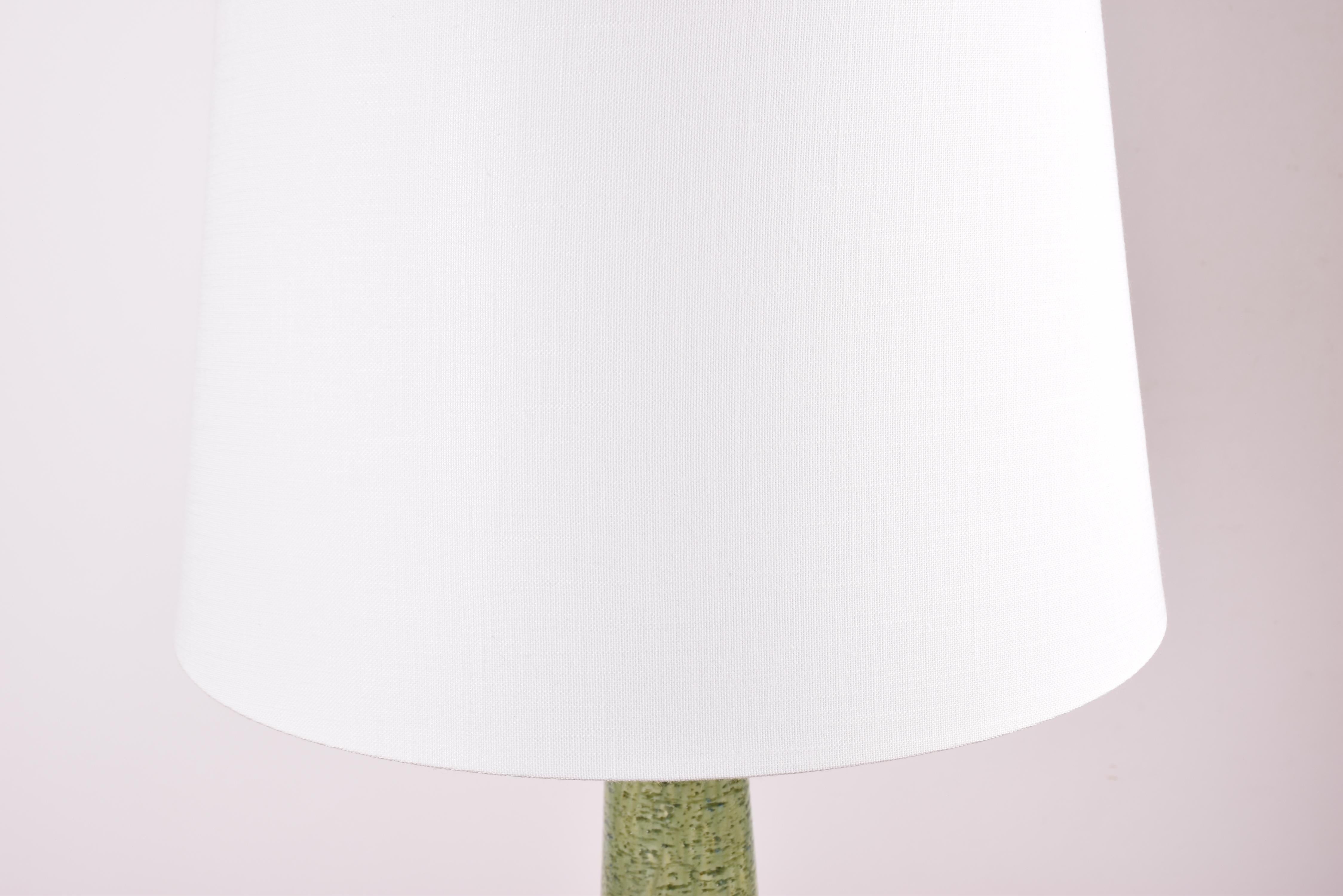 Danish Midcentury Palshus Tall Green Blue Table Lamp with New Lampshade, 1960s For Sale 2