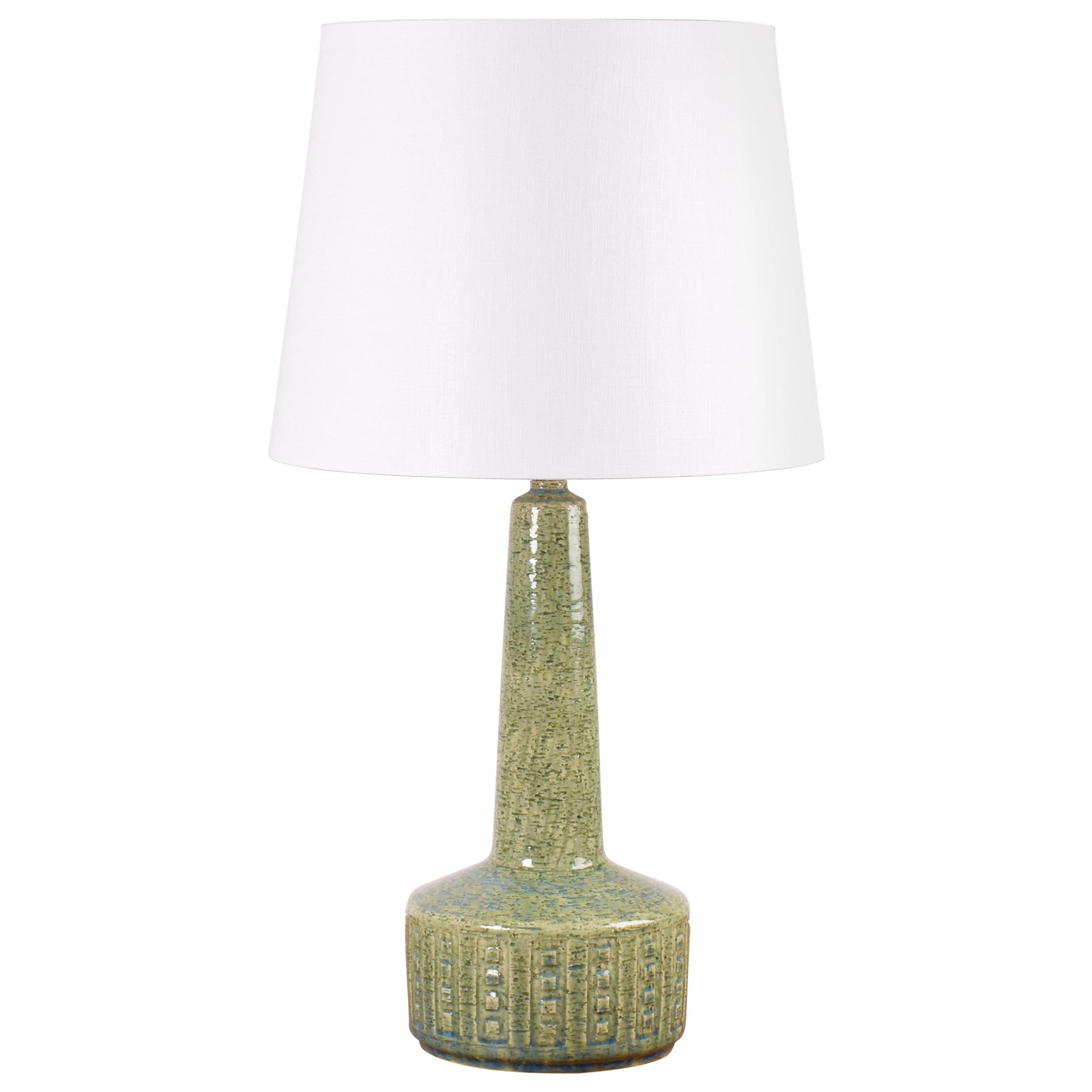 Danish Midcentury Palshus Tall Green Blue Table Lamp with New Lampshade, 1960s