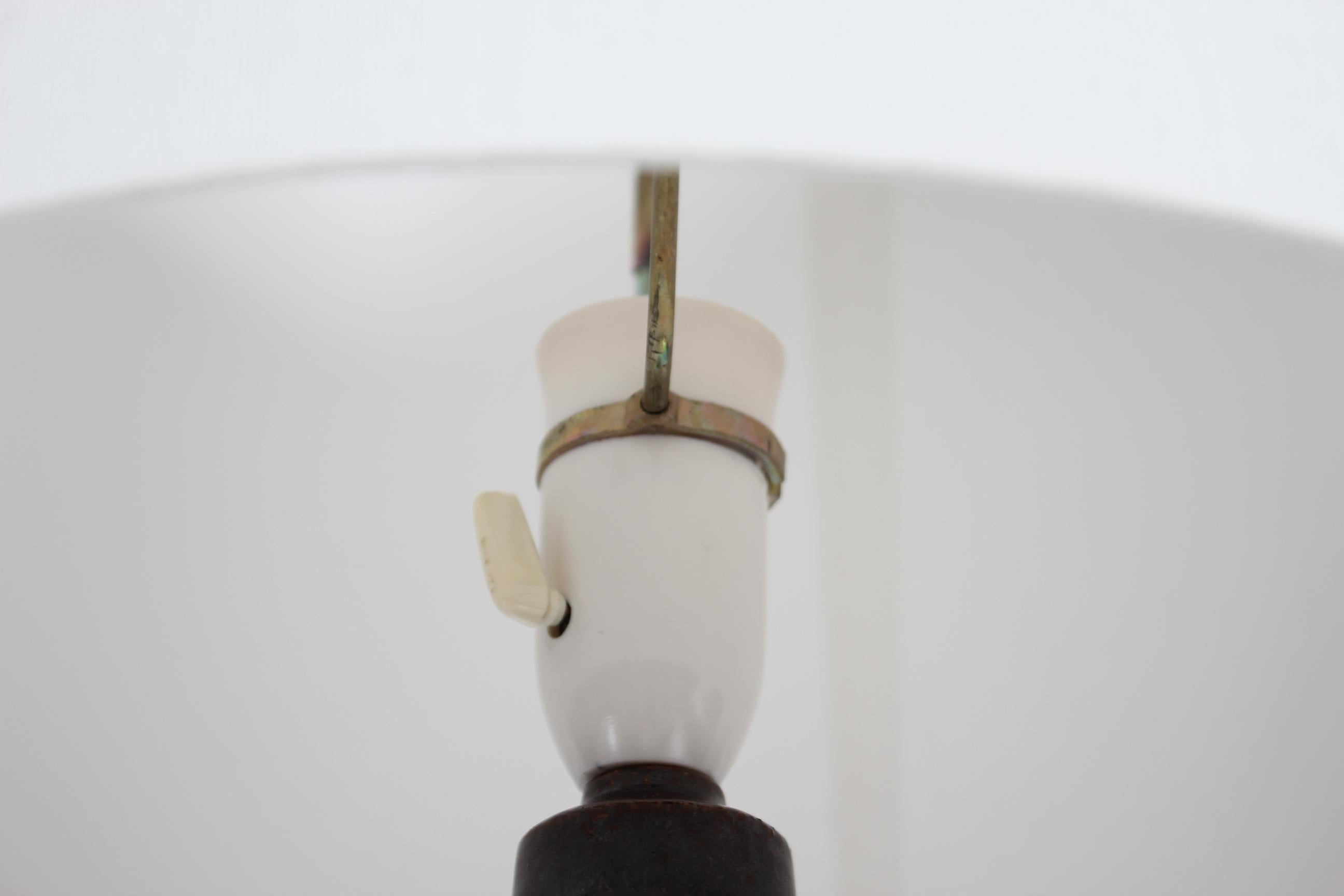 Mid-20th Century Danish Midcentury Palshus Tall Mocha Brown Table Lamp with New Lampshade, 1960s For Sale