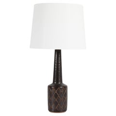 Danish Midcentury Palshus Tall Mocha Brown Table Lamp with New Lampshade, 1960s