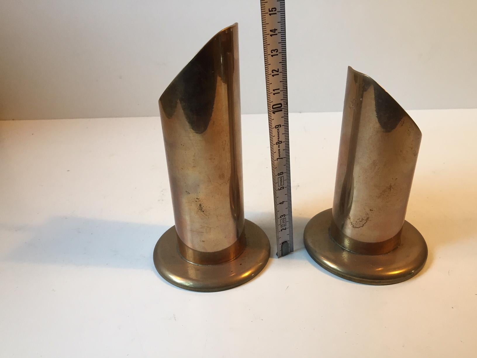 Mid-Century Modern Danish Midcentury Pipe Candleholders in Brass from Danalux, 1960s