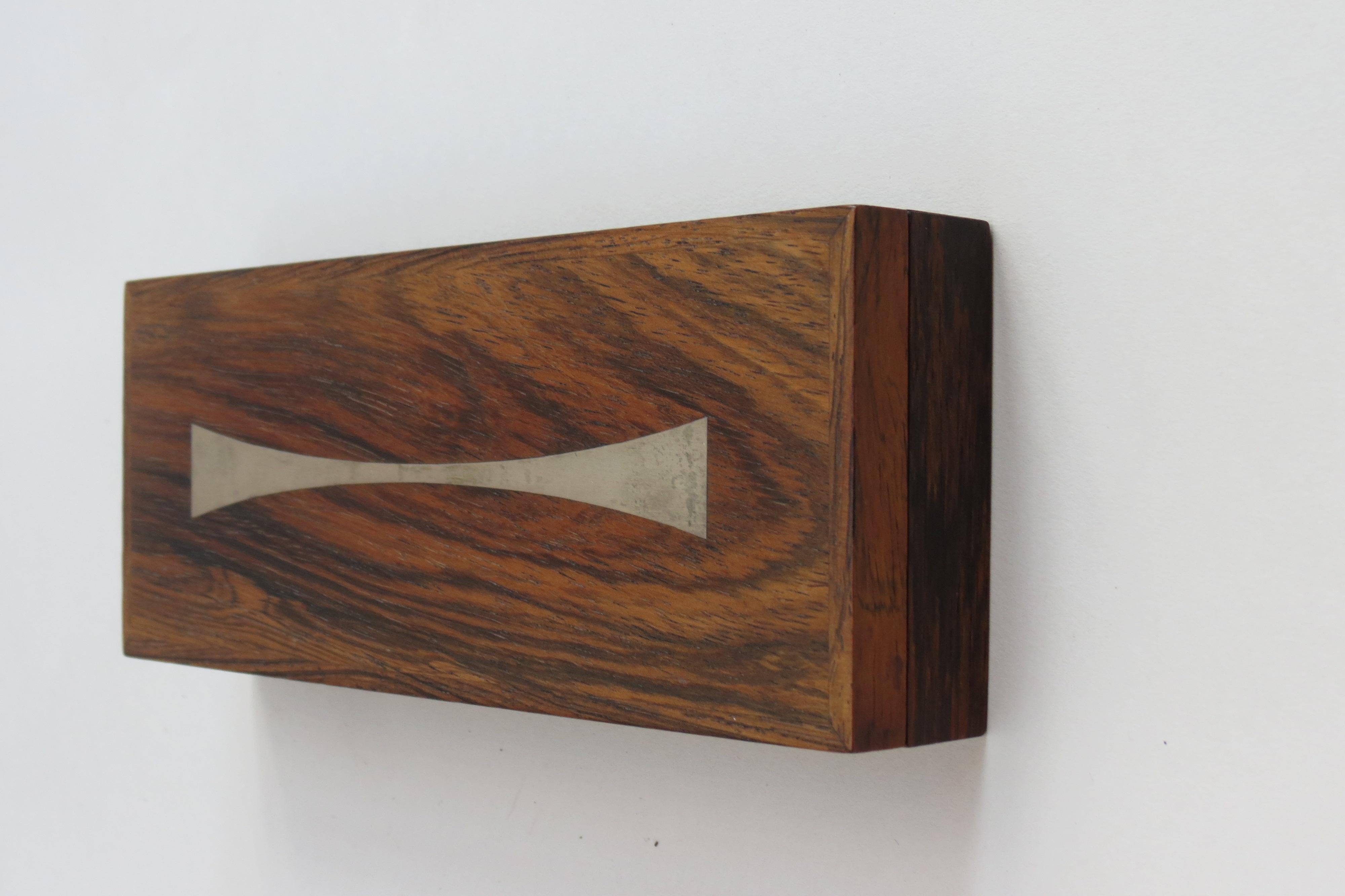 Mid-Century Modern Danish Midcentury Rosewood Box by Hans Hansen with Silver Inlay